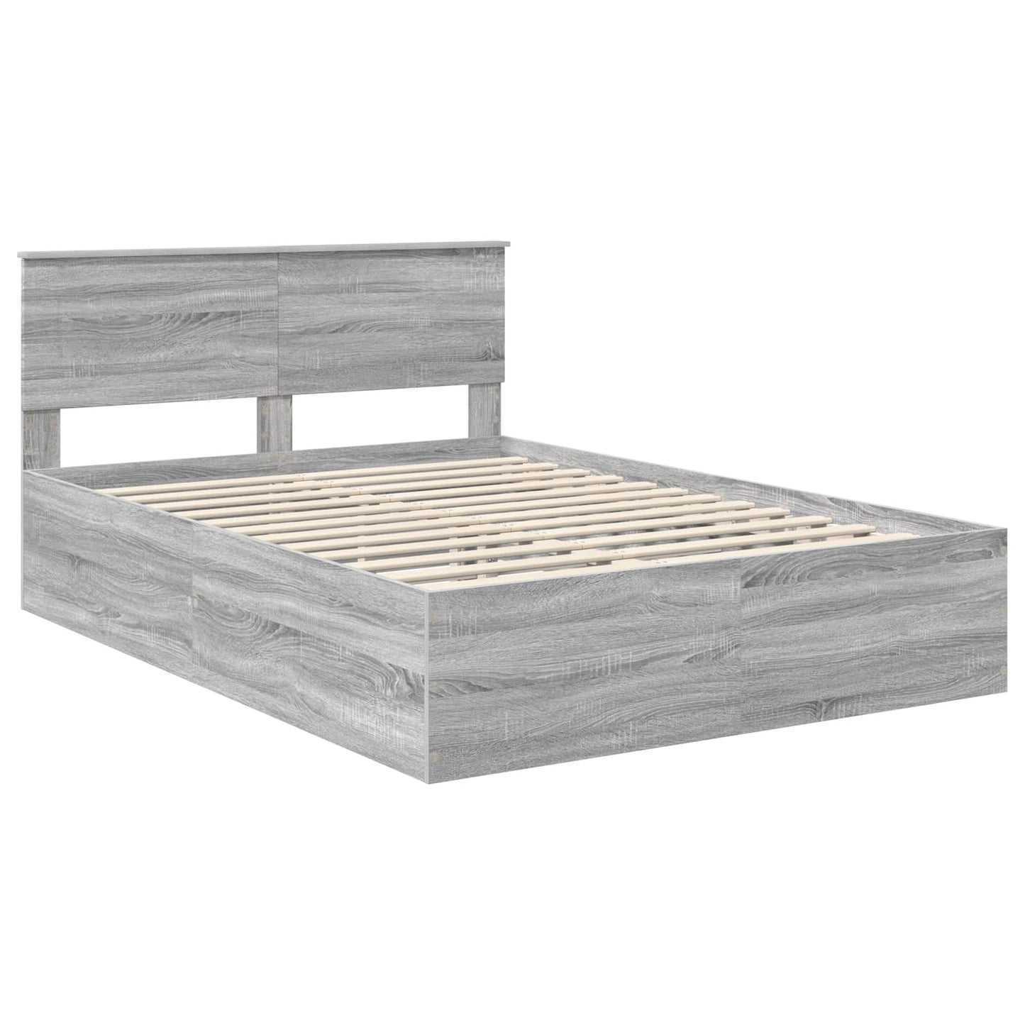 Bedframe met hoofdeinde Grijs Sonoma 150 x 200 cm Bewerkt hout is nu te koop bij PeponiXL, paradijselijk wonen!