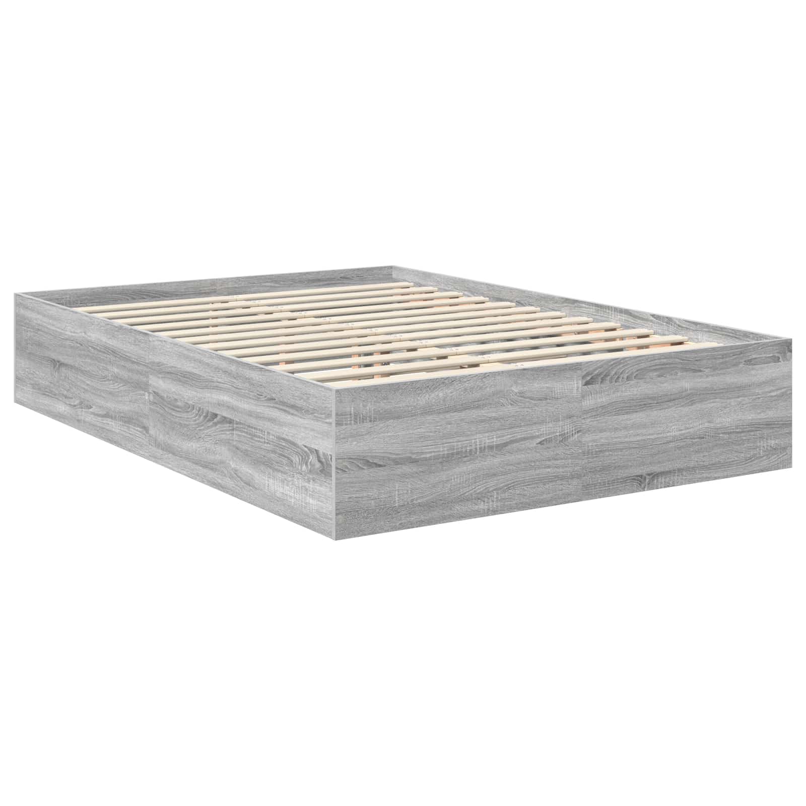 Bedframe met hoofdeinde Grijs Sonoma 150 x 200 cm Bewerkt hout is nu te koop bij PeponiXL, paradijselijk wonen!