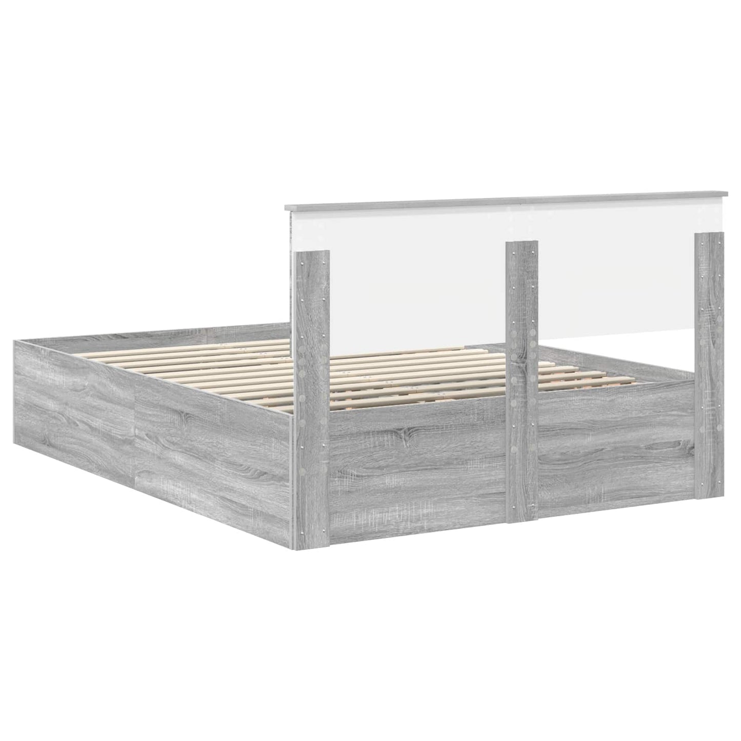 Bedframe met hoofdeinde Grijs Sonoma 150 x 200 cm Bewerkt hout is nu te koop bij PeponiXL, paradijselijk wonen!