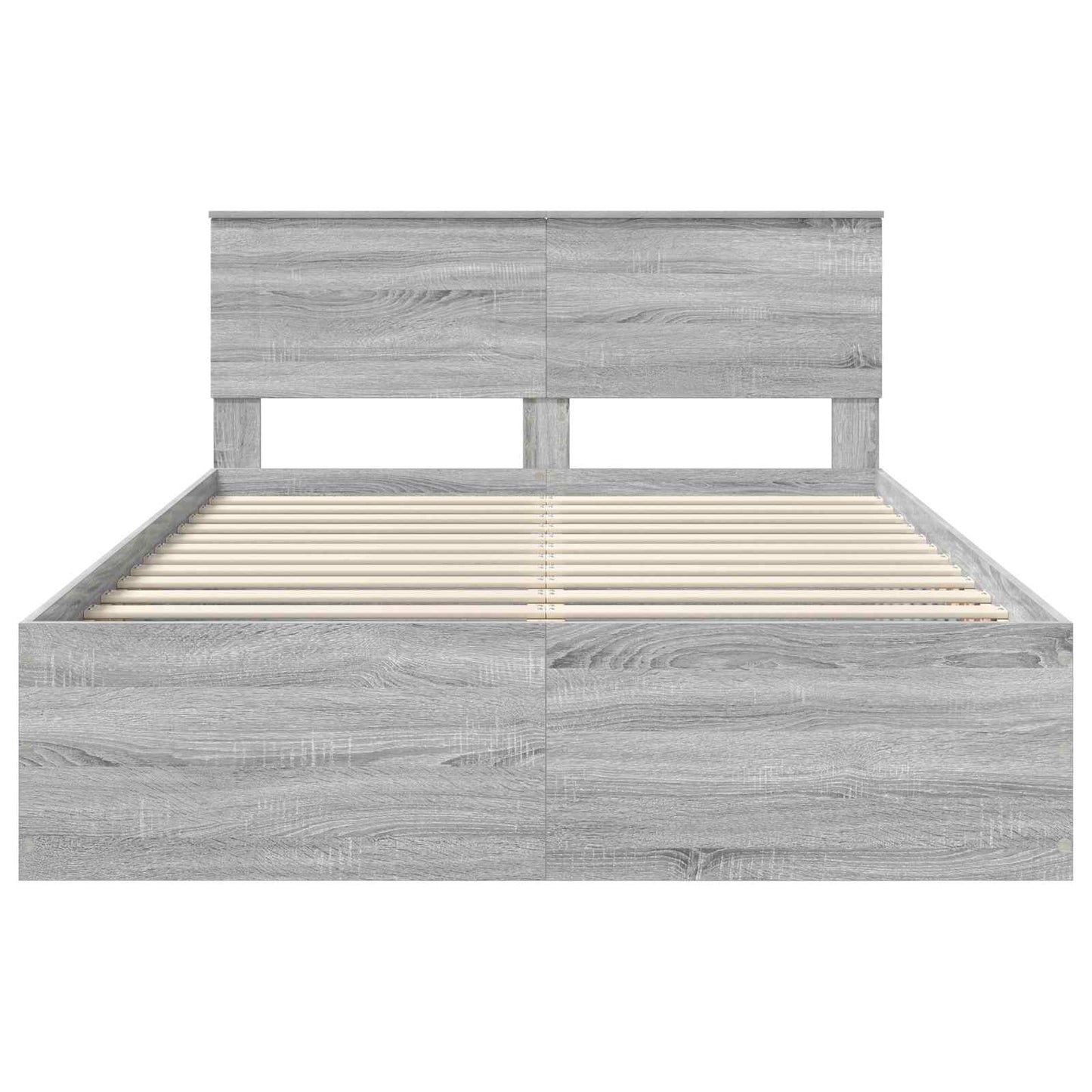 Bedframe met hoofdeinde Grijs Sonoma 150 x 200 cm Bewerkt hout is nu te koop bij PeponiXL, paradijselijk wonen!