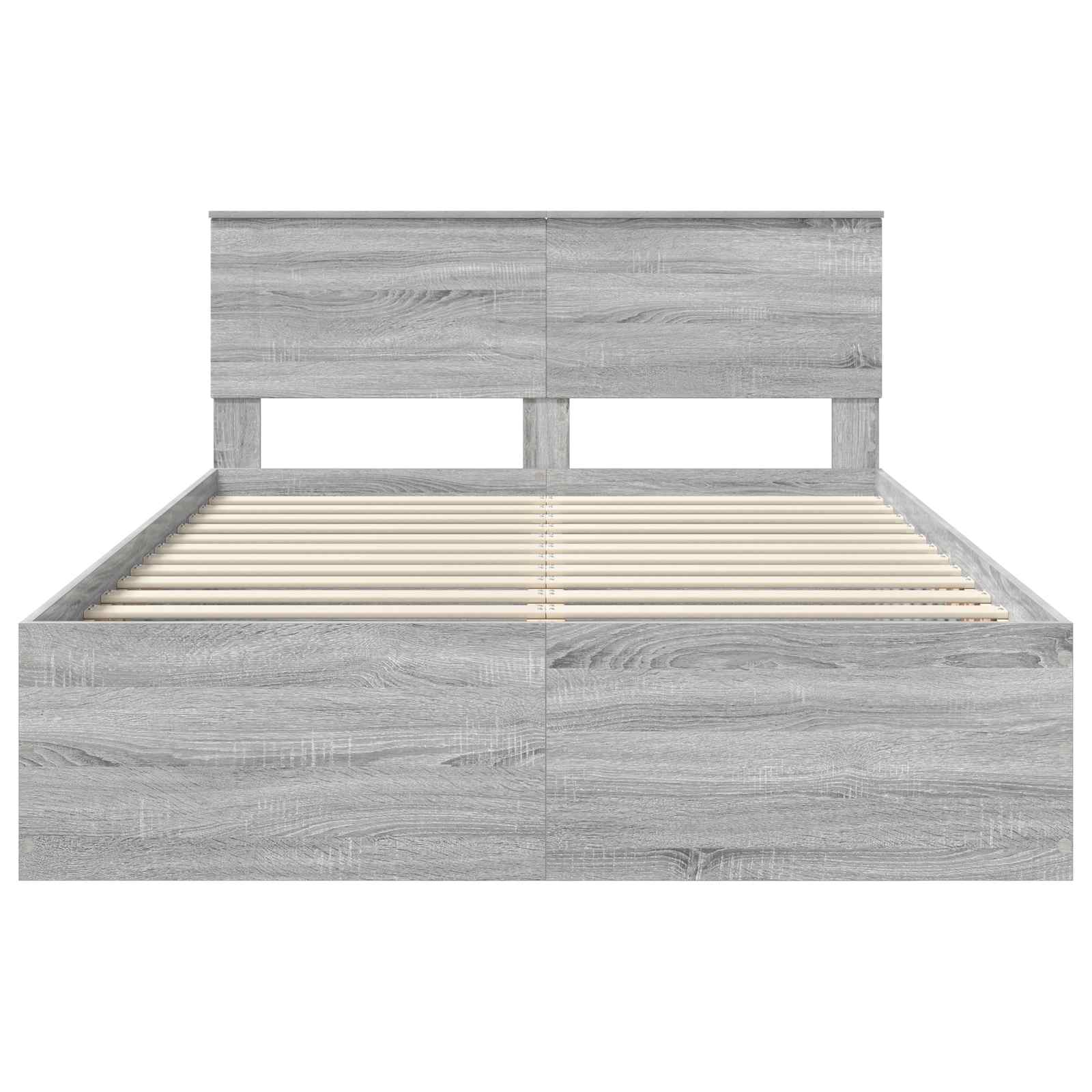 Bedframe met hoofdeinde Grijs Sonoma 150 x 200 cm Bewerkt hout is nu te koop bij PeponiXL, paradijselijk wonen!