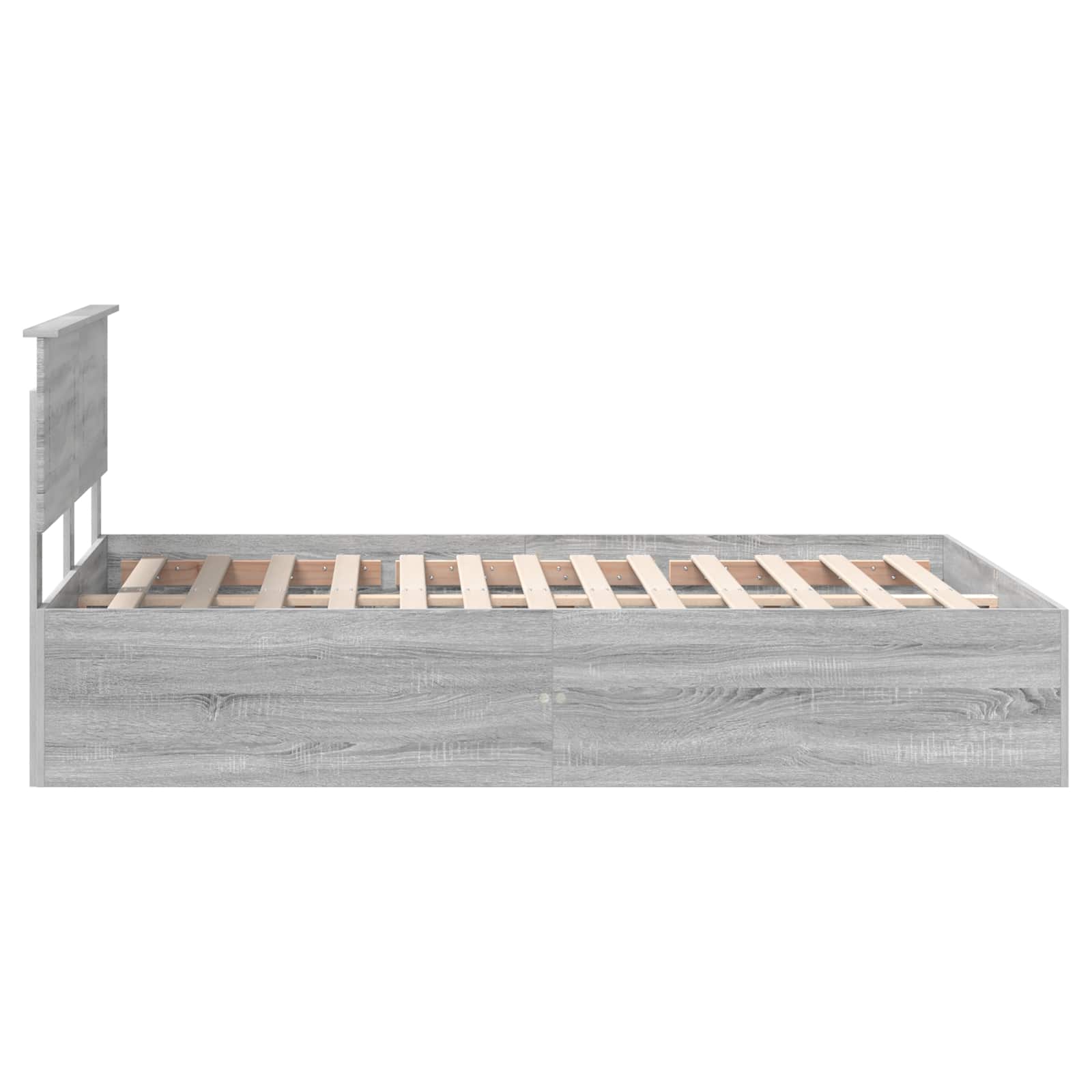 Bedframe met hoofdeinde Grijs Sonoma 150 x 200 cm Bewerkt hout is nu te koop bij PeponiXL, paradijselijk wonen!