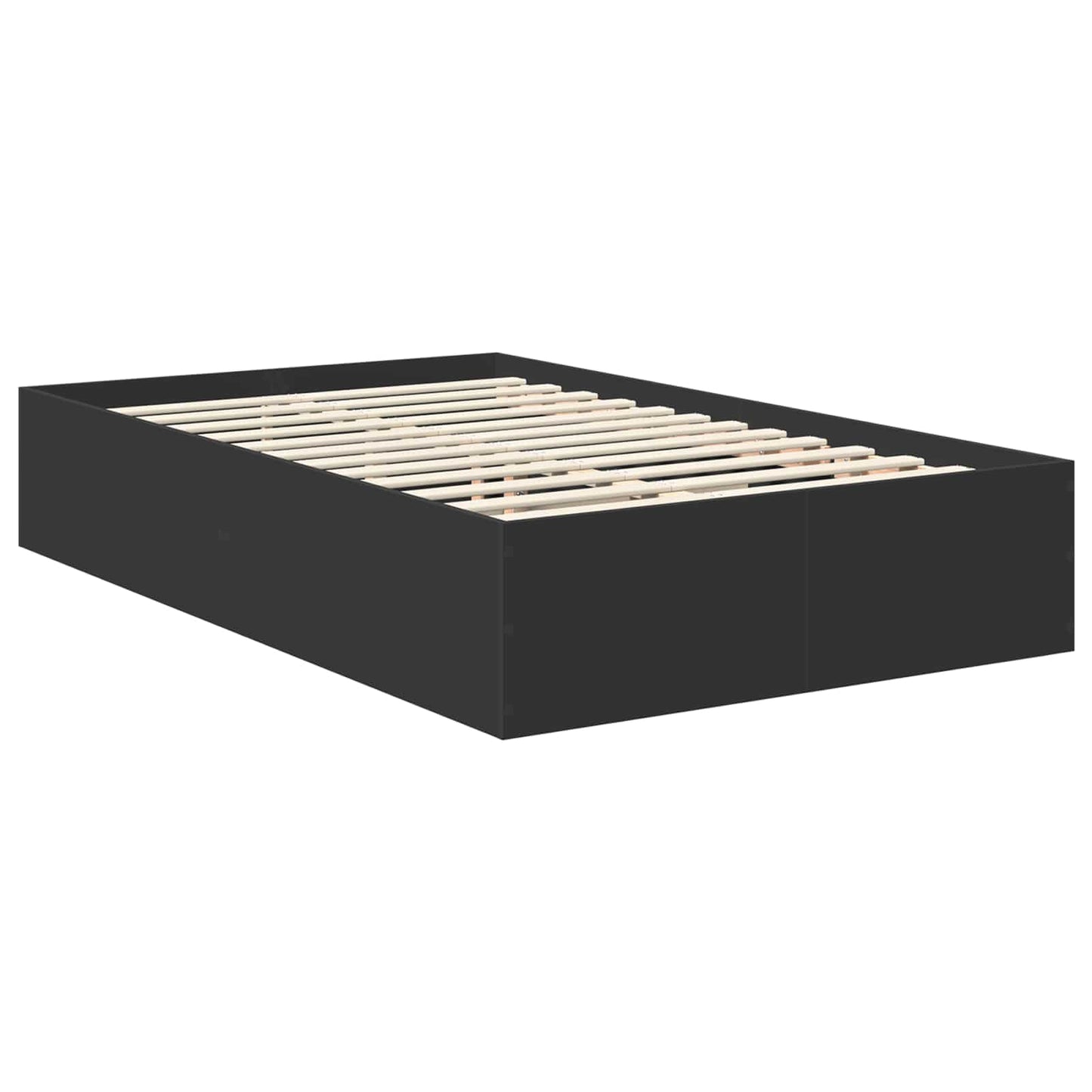 Bedframe met hoofdeinde Zwart 135 x 190 cm Bewerkt hout is nu te koop bij PeponiXL, paradijselijk wonen!