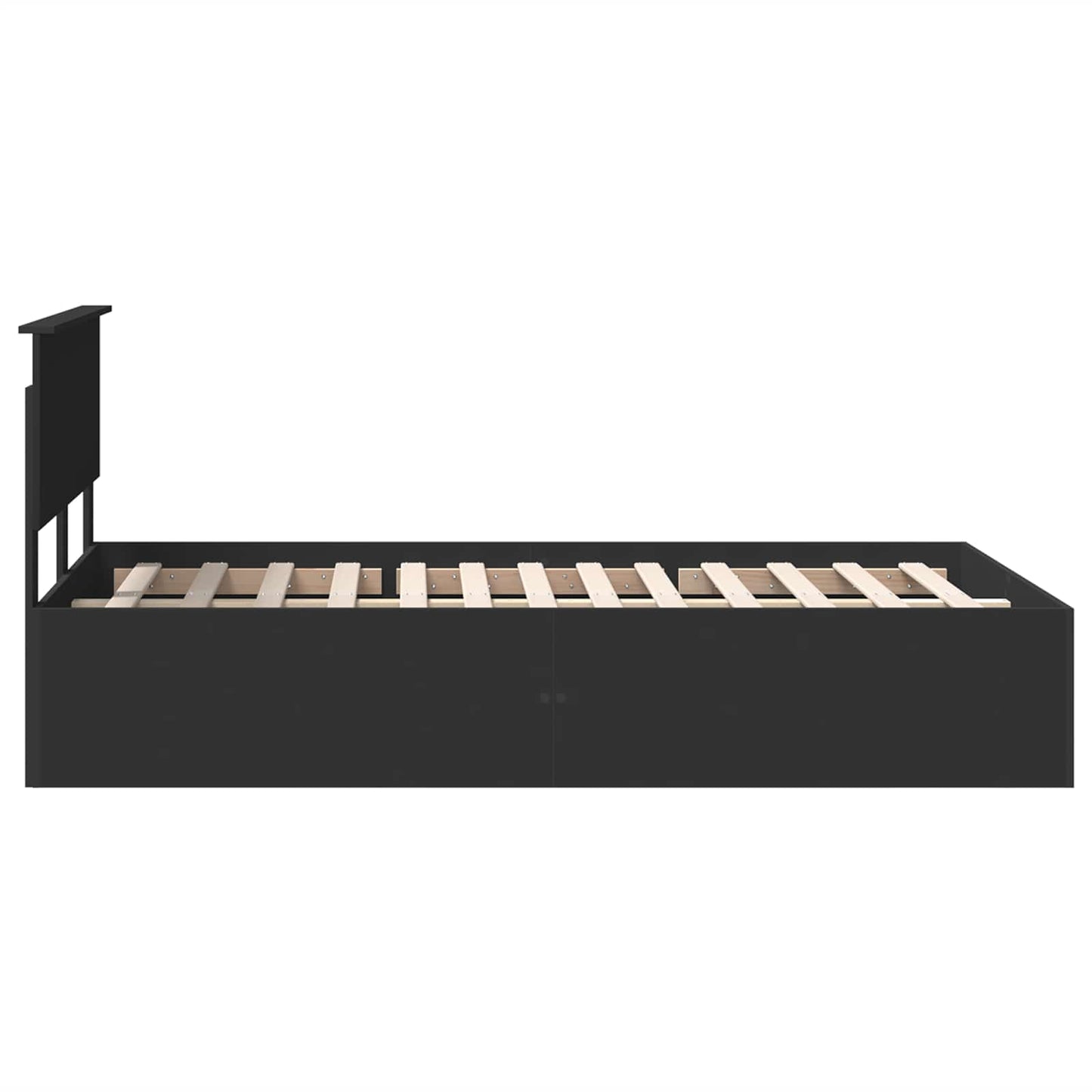 Bedframe met hoofdeinde Zwart 135 x 190 cm Bewerkt hout is nu te koop bij PeponiXL, paradijselijk wonen!