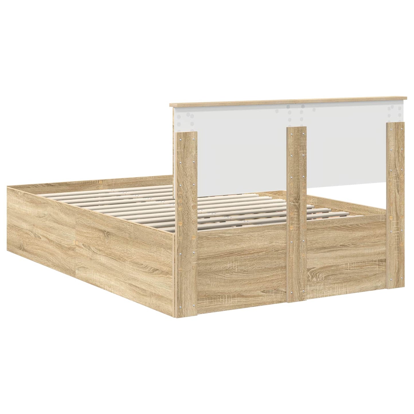 Bedframe met hoofdeinde Sonoma Eiken 135 x 190 cm Bewerkt hout