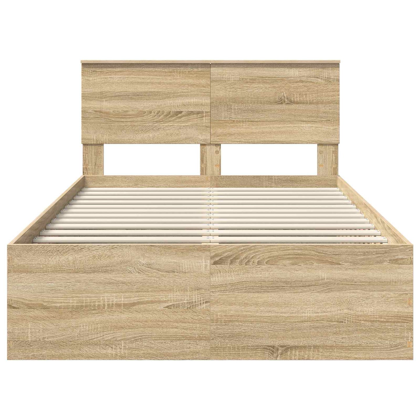 Bedframe met hoofdeinde Sonoma Eiken 135 x 190 cm Bewerkt hout