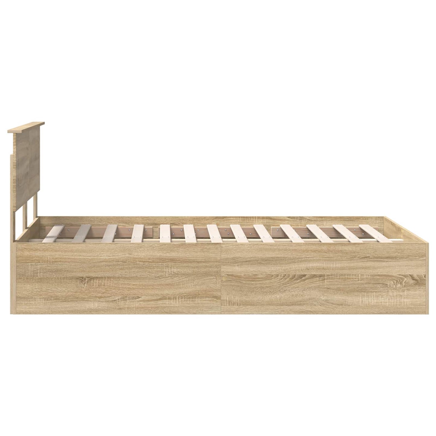 Bedframe met hoofdeinde Sonoma Eiken 135 x 190 cm Bewerkt hout