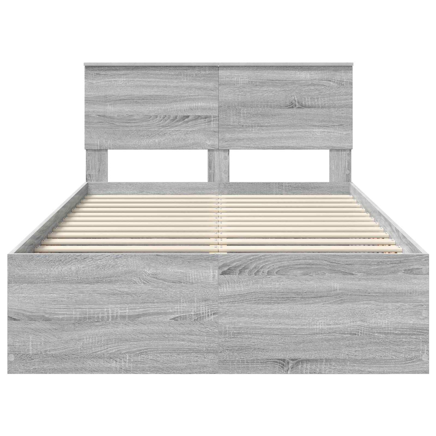 Bedframe met hoofdeinde Grijs Sonoma 135 x 190 cm Bewerkt hout is nu te koop bij PeponiXL, paradijselijk wonen!