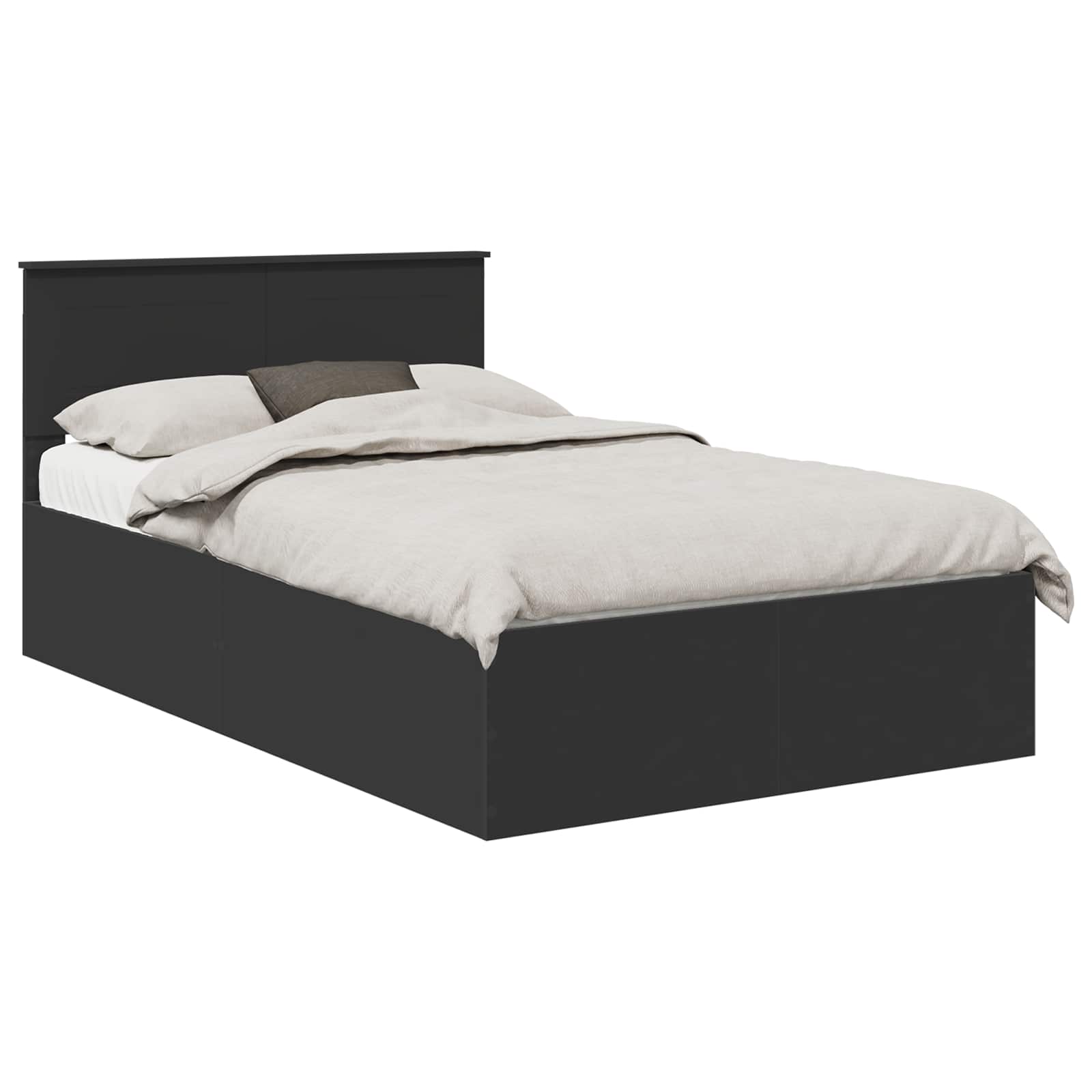 Bedframe met hoofdeinde Zwart 120 x 190 cm Bewerkt hout is nu te koop bij PeponiXL, paradijselijk wonen!