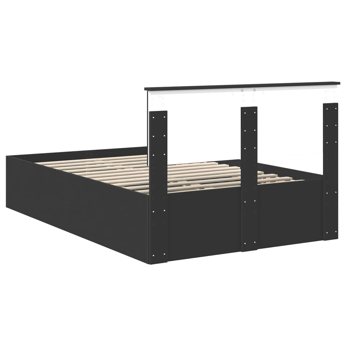 Bedframe met hoofdeinde Zwart 120 x 190 cm Bewerkt hout is nu te koop bij PeponiXL, paradijselijk wonen!