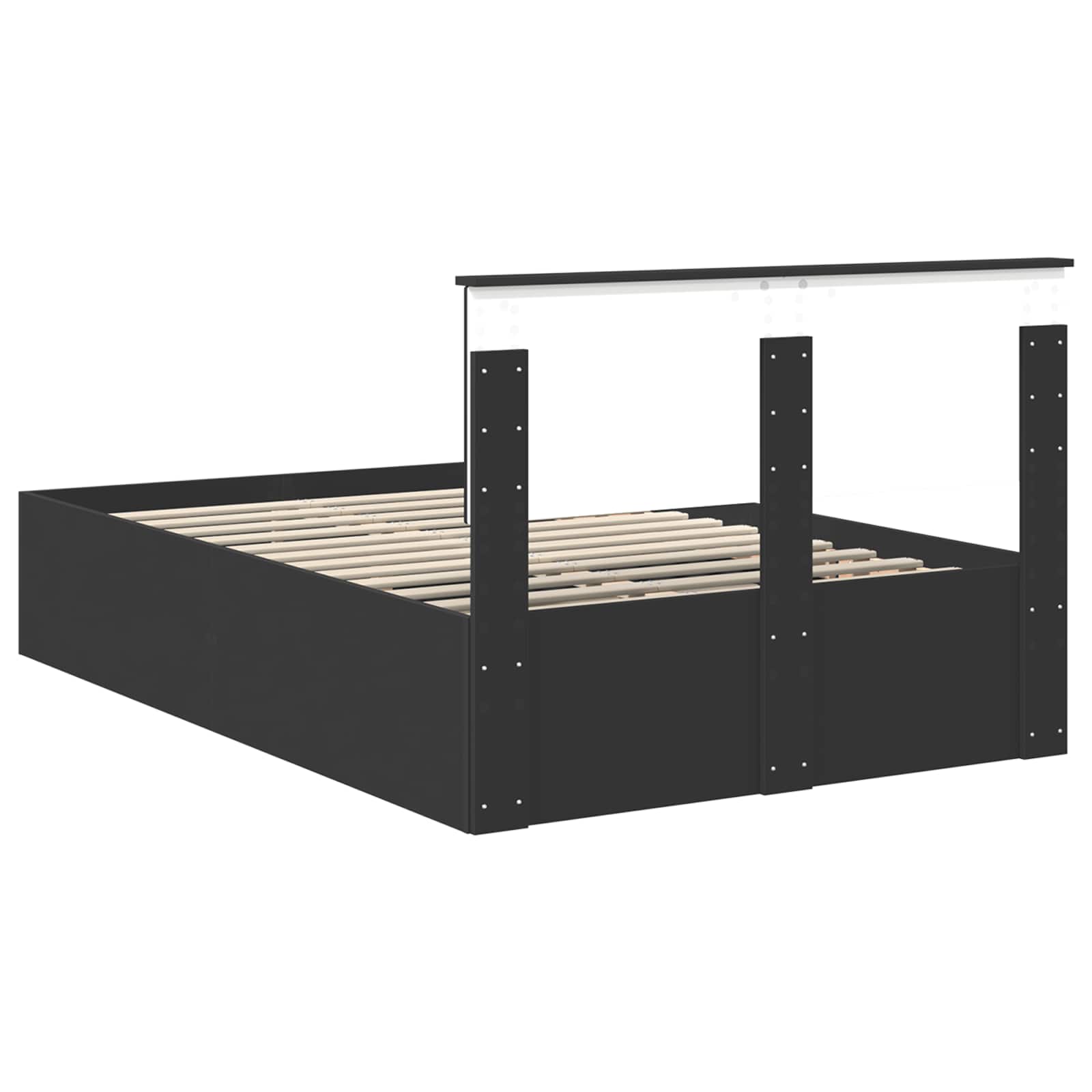 Bedframe met hoofdeinde Zwart 120 x 190 cm Bewerkt hout is nu te koop bij PeponiXL, paradijselijk wonen!