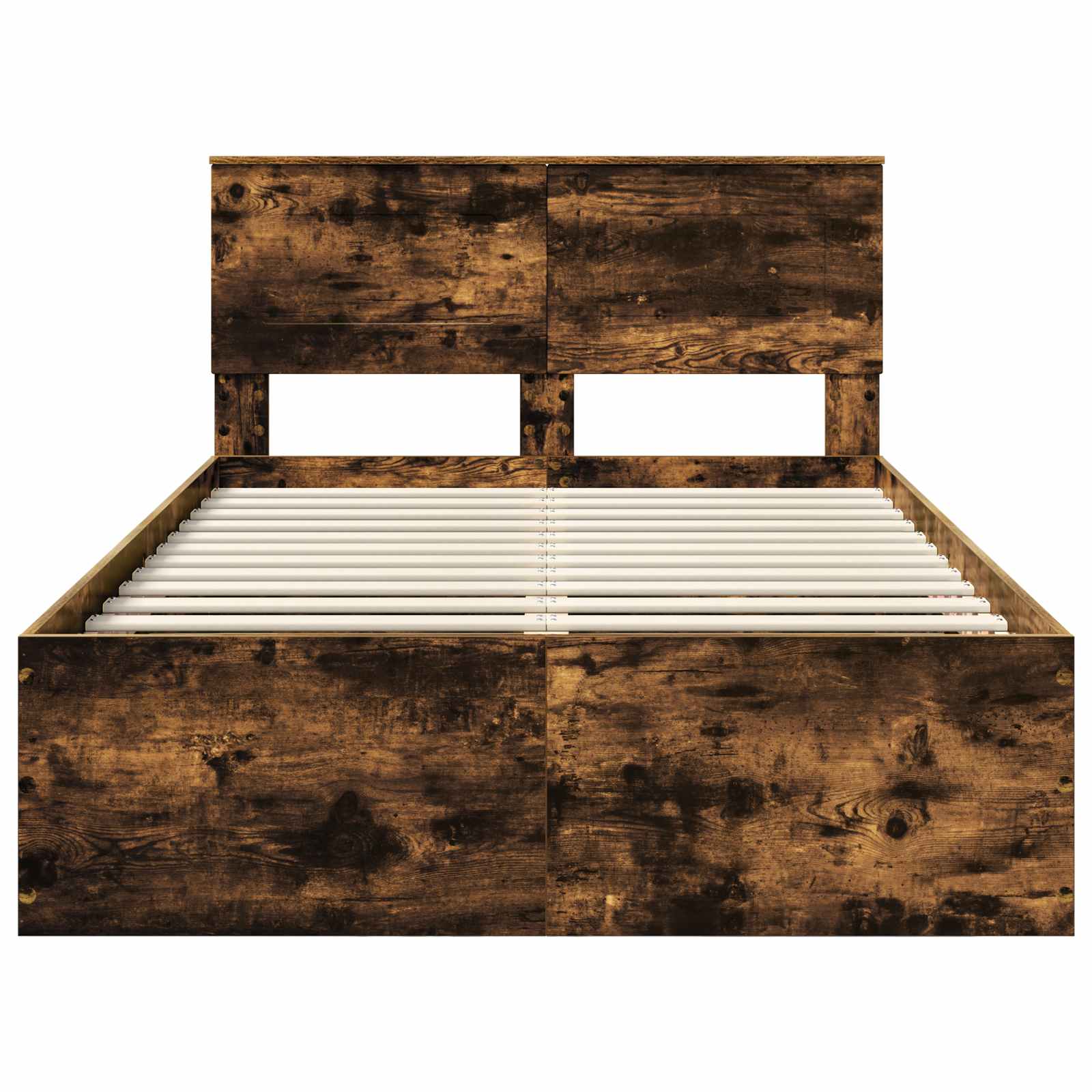 Bedframe met hoofdeinde Gerookt eiken 120 x 190 cm Bewerkt hout is nu te koop bij PeponiXL, paradijselijk wonen!
