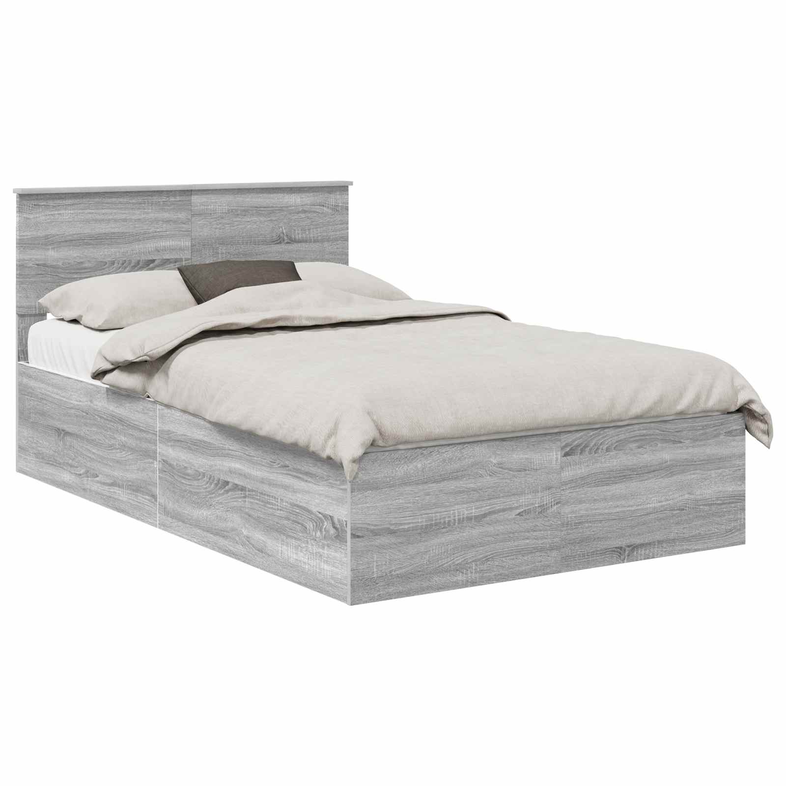 Bedframe met hoofdeinde Grijs Sonoma 120 x 190 cm Bewerkt hout is nu te koop bij PeponiXL, paradijselijk wonen!
