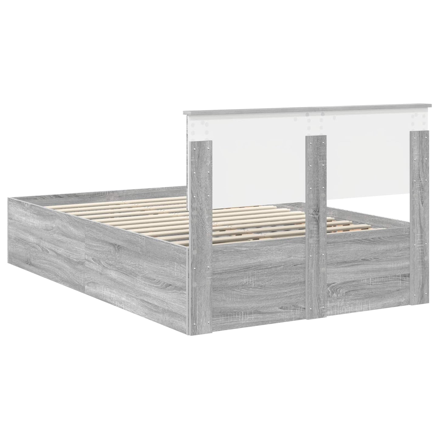Bedframe met hoofdeinde Grijs Sonoma 120 x 190 cm Bewerkt hout is nu te koop bij PeponiXL, paradijselijk wonen!