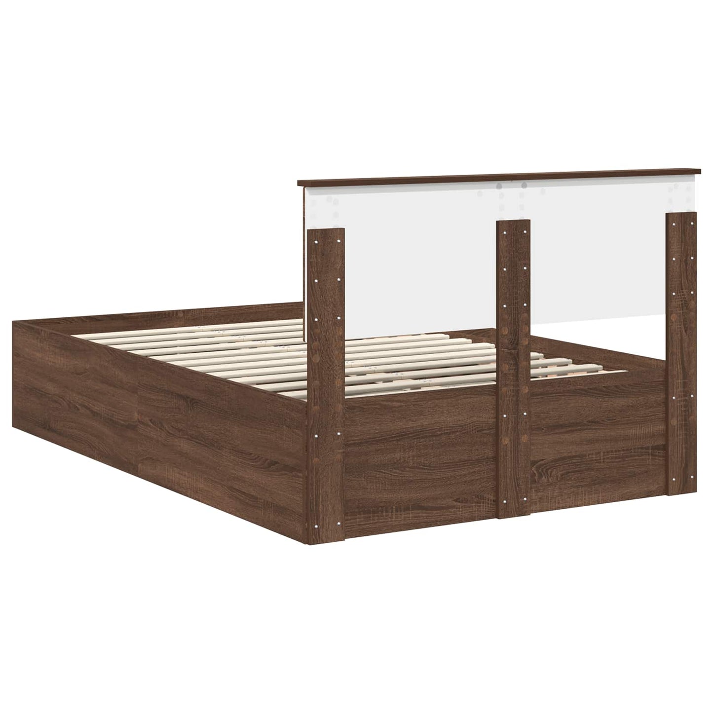 Bedframe met hoofdeinde Bruin Eiken 120 x 190 cm Bewerkt hout
