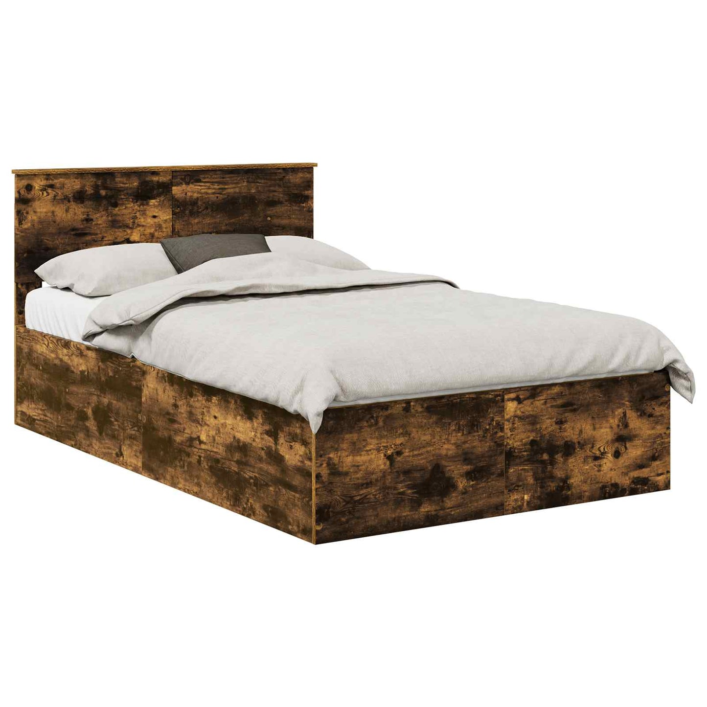 Bedframe met hoofdeinde Gerookt eiken 120 x 200 cm Bewerkt hout is nu te koop bij PeponiXL, paradijselijk wonen!