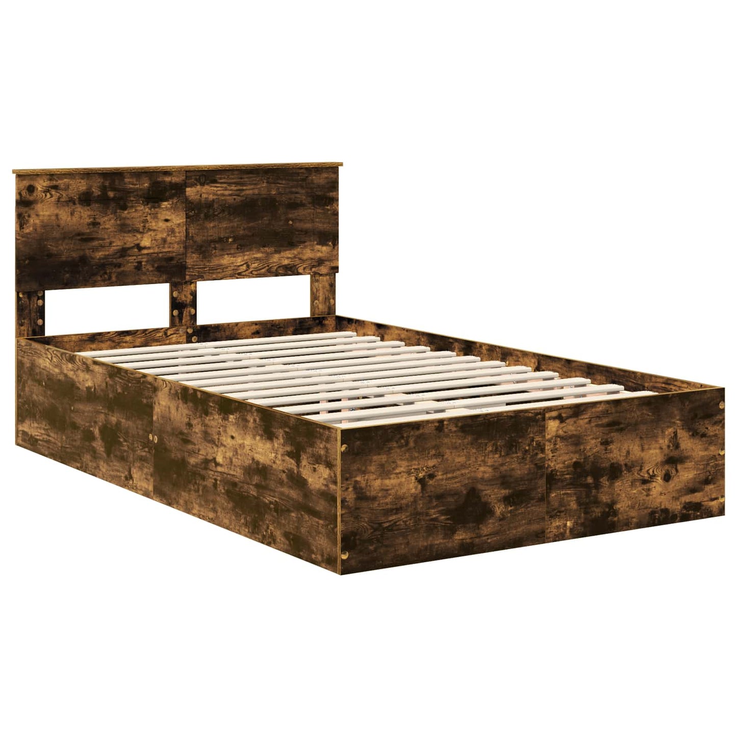Bedframe met hoofdeinde Gerookt eiken 120 x 200 cm Bewerkt hout is nu te koop bij PeponiXL, paradijselijk wonen!