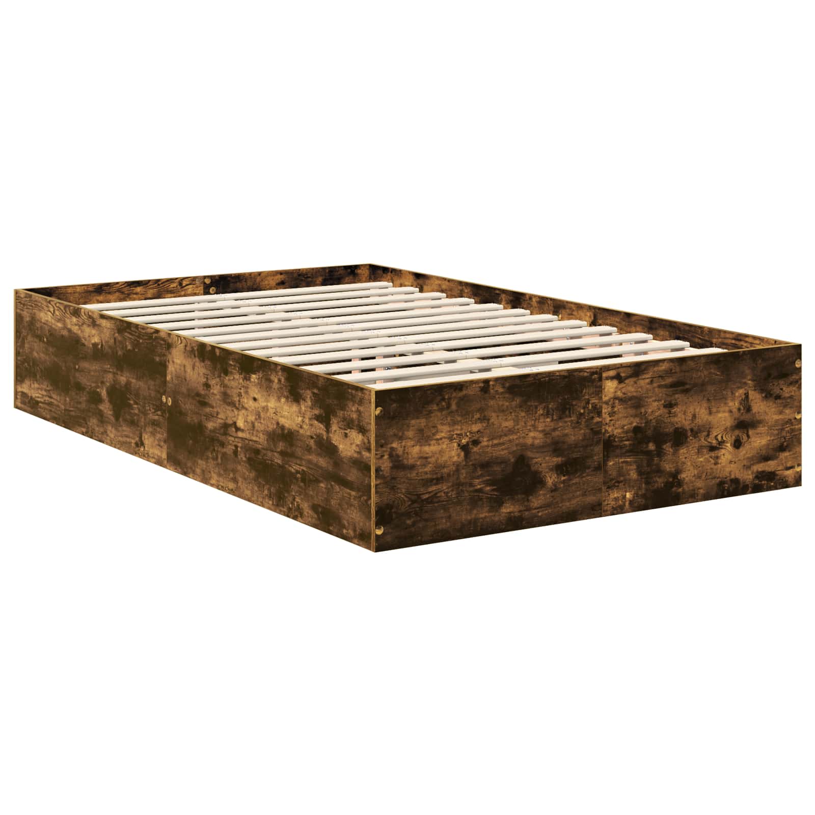 Bedframe met hoofdeinde Gerookt eiken 120 x 200 cm Bewerkt hout is nu te koop bij PeponiXL, paradijselijk wonen!
