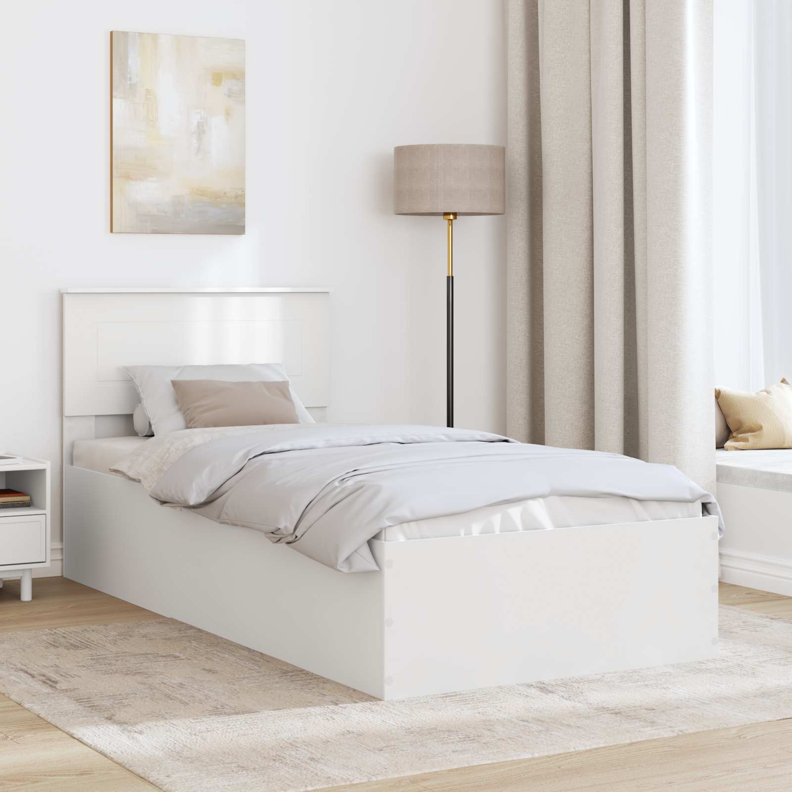 Bedframe met hoofdeinde Wit 100 x 200 cm Bewerkt hout is nu te koop bij PeponiXL, paradijselijk wonen!