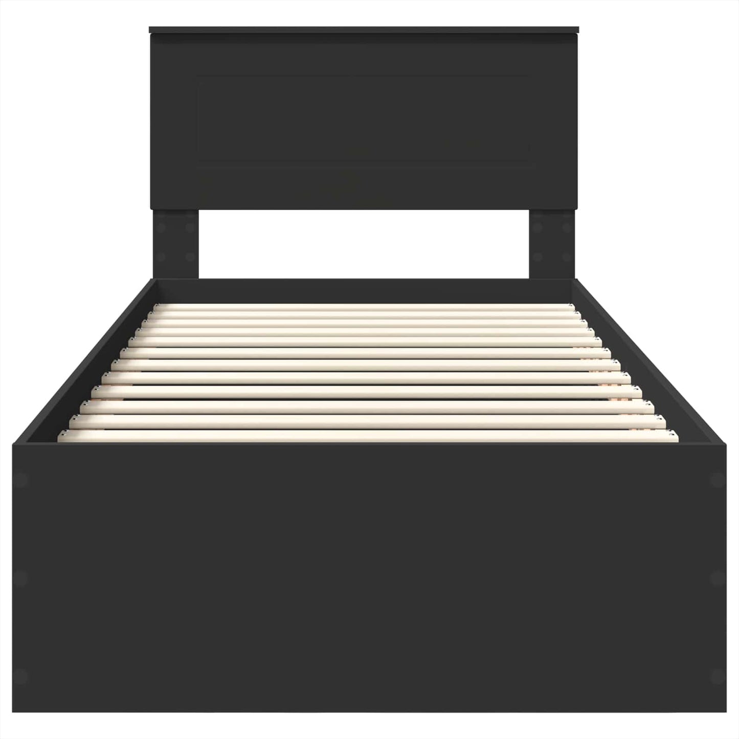 Bedframe met hoofdeinde Zwart 100 x 200 cm Bewerkt hout is nu te koop bij PeponiXL, paradijselijk wonen!