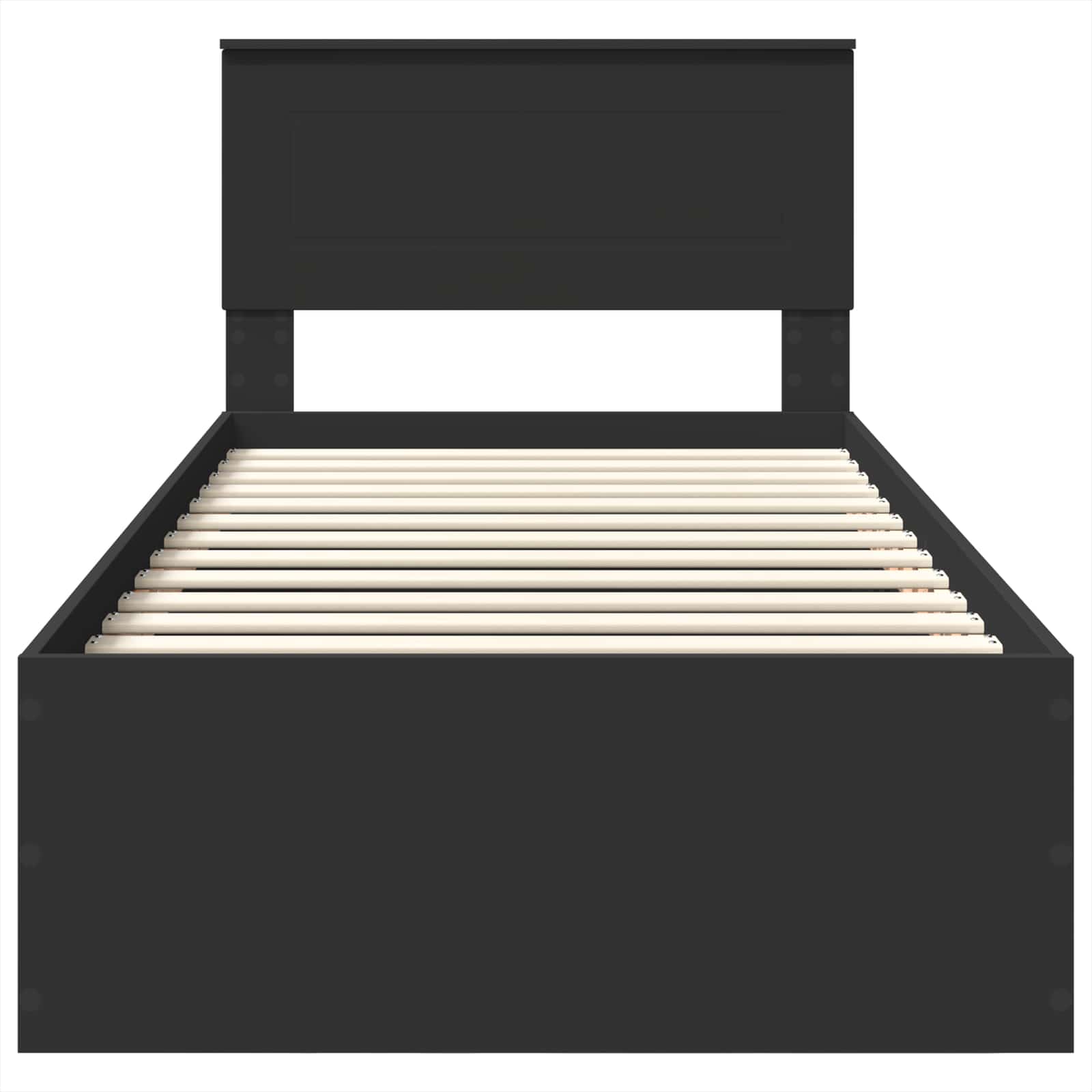 Bedframe met hoofdeinde Zwart 100 x 200 cm Bewerkt hout is nu te koop bij PeponiXL, paradijselijk wonen!