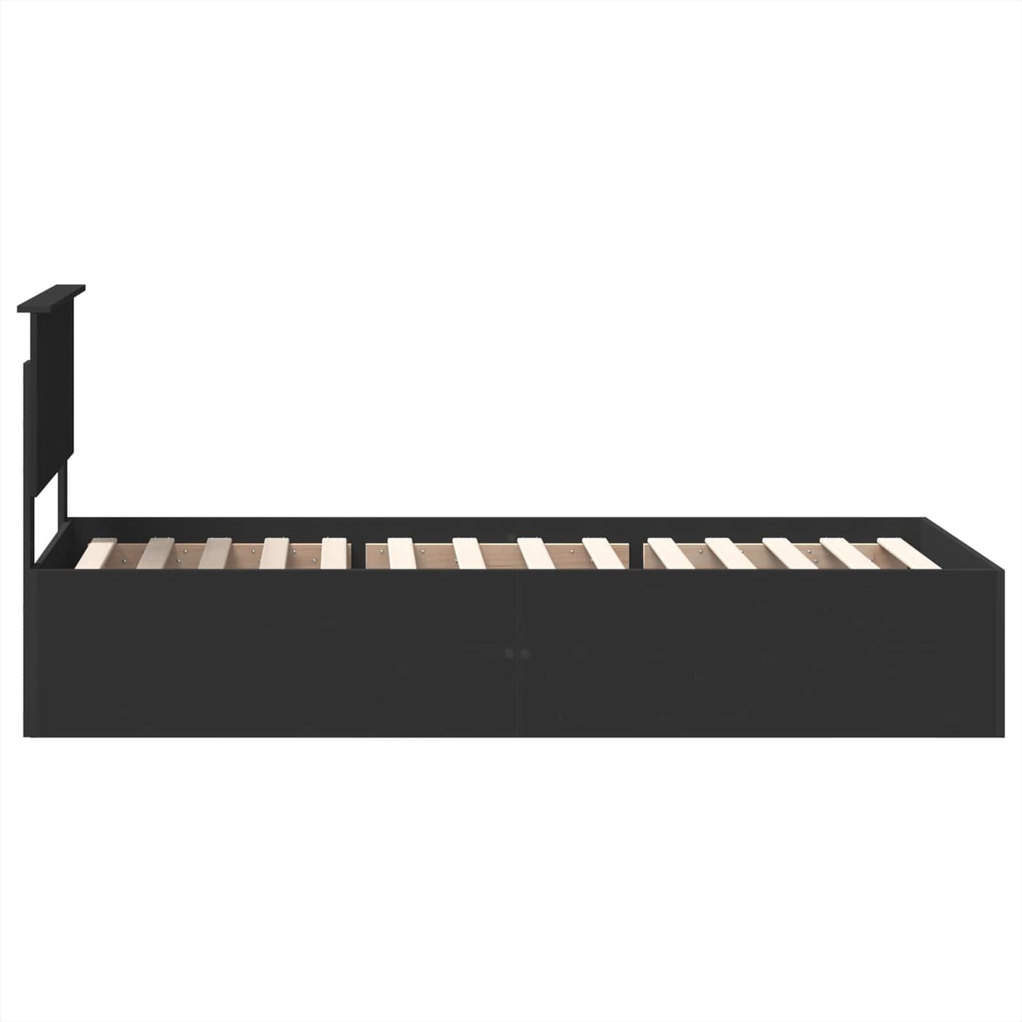 Bedframe met hoofdeinde Zwart 100 x 200 cm Bewerkt hout is nu te koop bij PeponiXL, paradijselijk wonen!