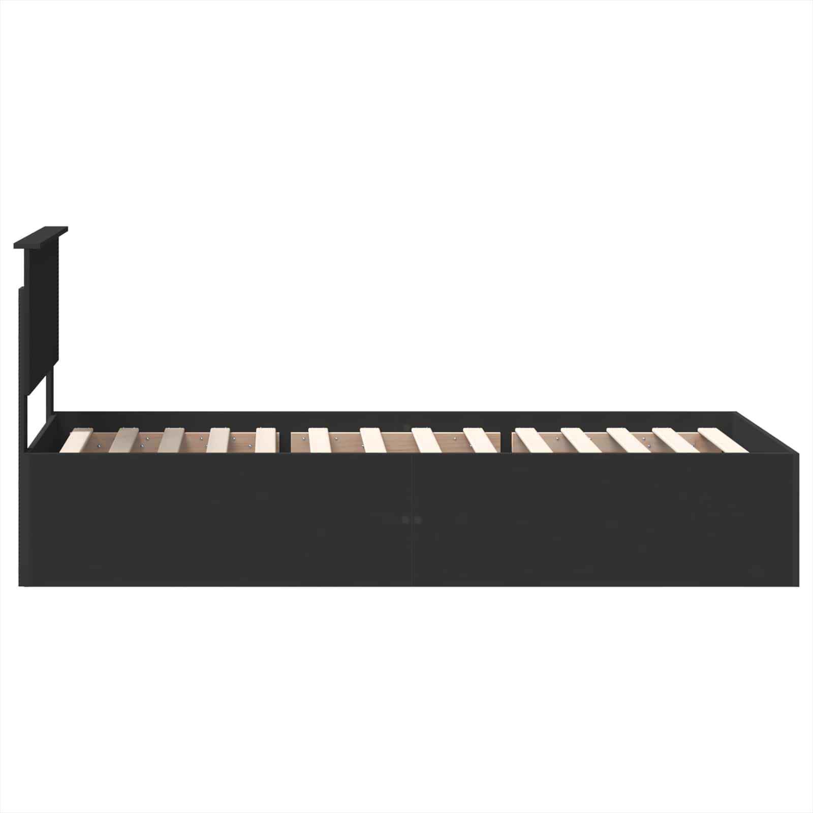 Bedframe met hoofdeinde Zwart 100 x 200 cm Bewerkt hout is nu te koop bij PeponiXL, paradijselijk wonen!