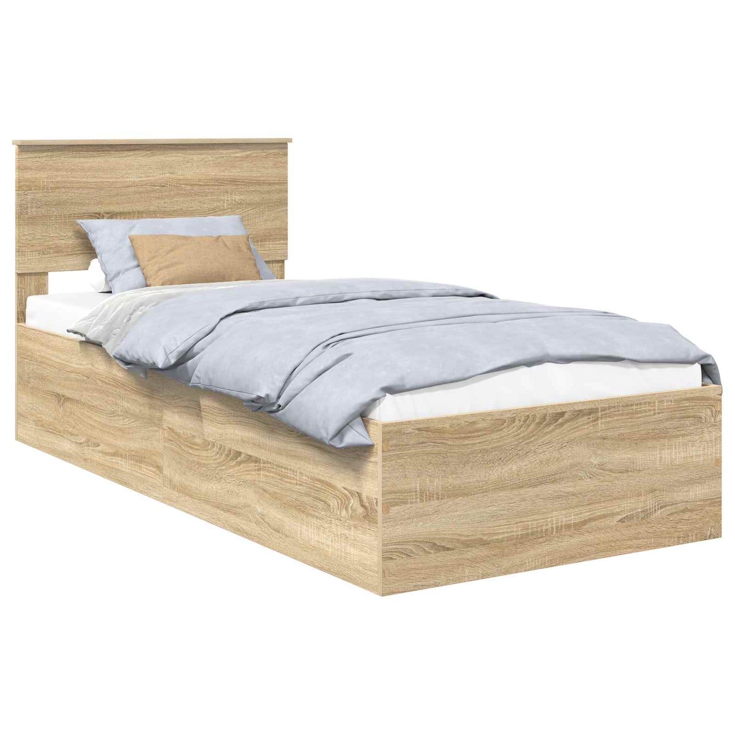 Bedframe met hoofdeinde Sonoma Eiken 100 x 200 cm Bewerkt hout is nu te koop bij PeponiXL, paradijselijk wonen!