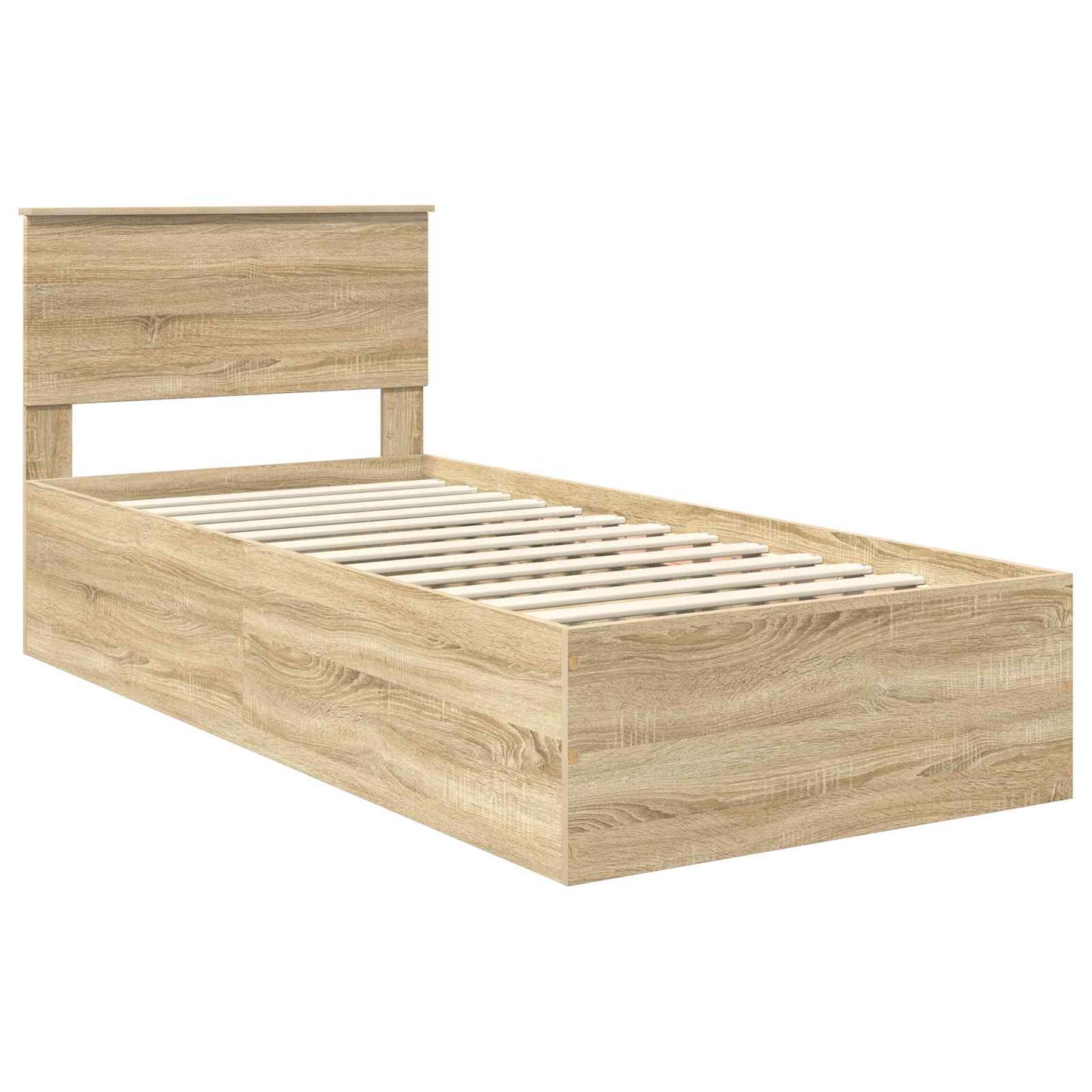Bedframe met hoofdeinde Sonoma Eiken 100 x 200 cm Bewerkt hout is nu te koop bij PeponiXL, paradijselijk wonen!