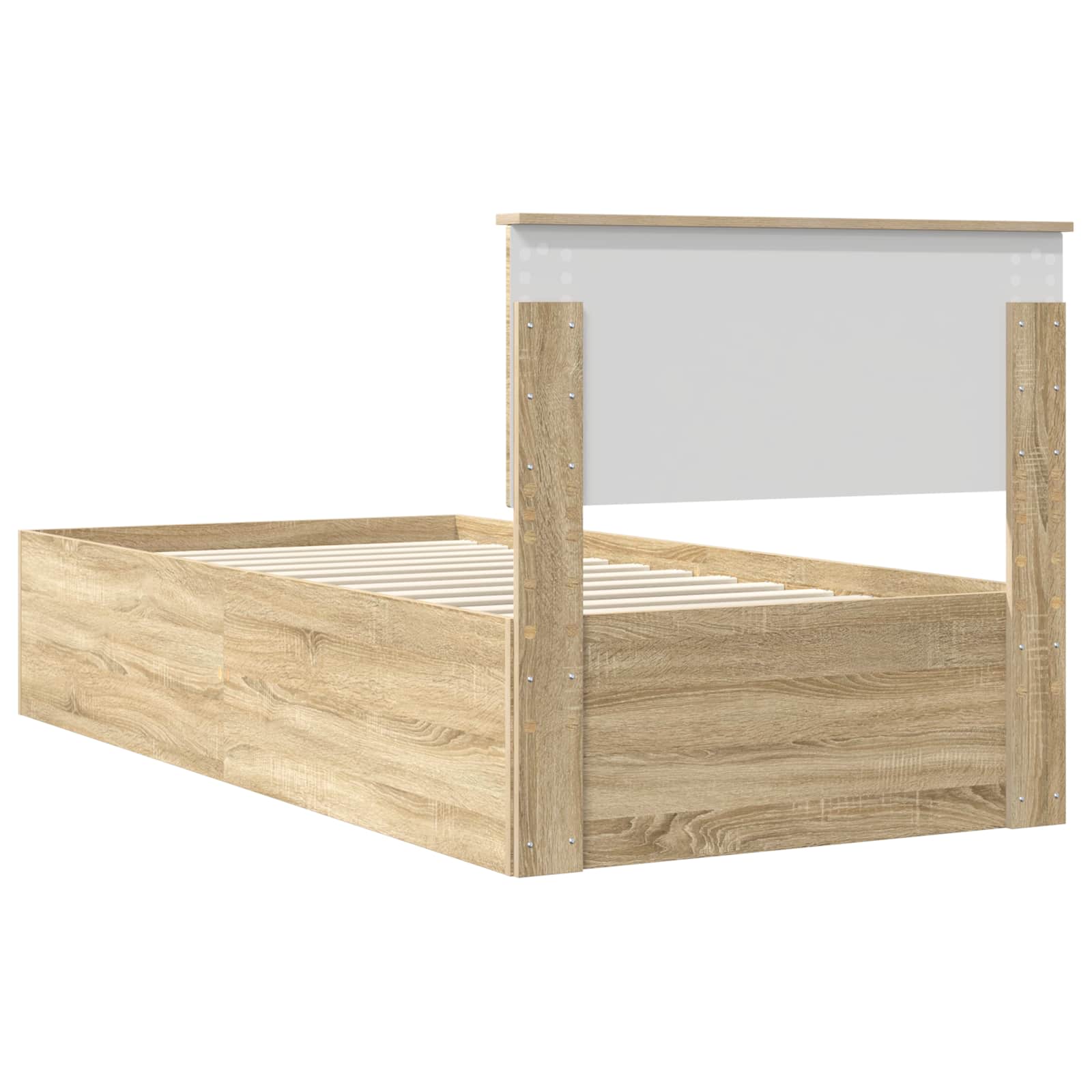 Bedframe met hoofdeinde Sonoma Eiken 100 x 200 cm Bewerkt hout is nu te koop bij PeponiXL, paradijselijk wonen!