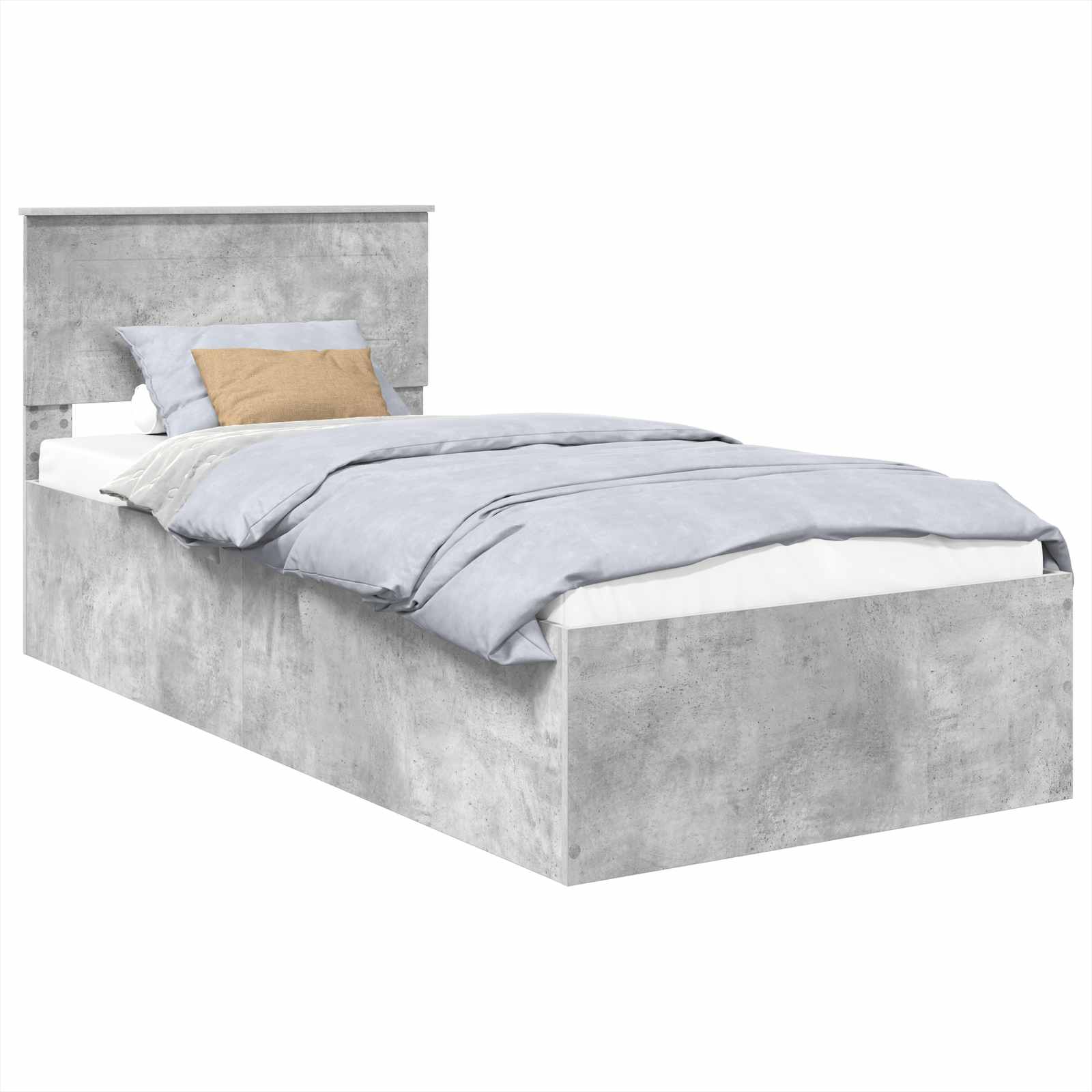 Bedframe met hoofdeinde Beton Grijs 100 x 200 cm Bewerkt hout is nu te koop bij PeponiXL, paradijselijk wonen!