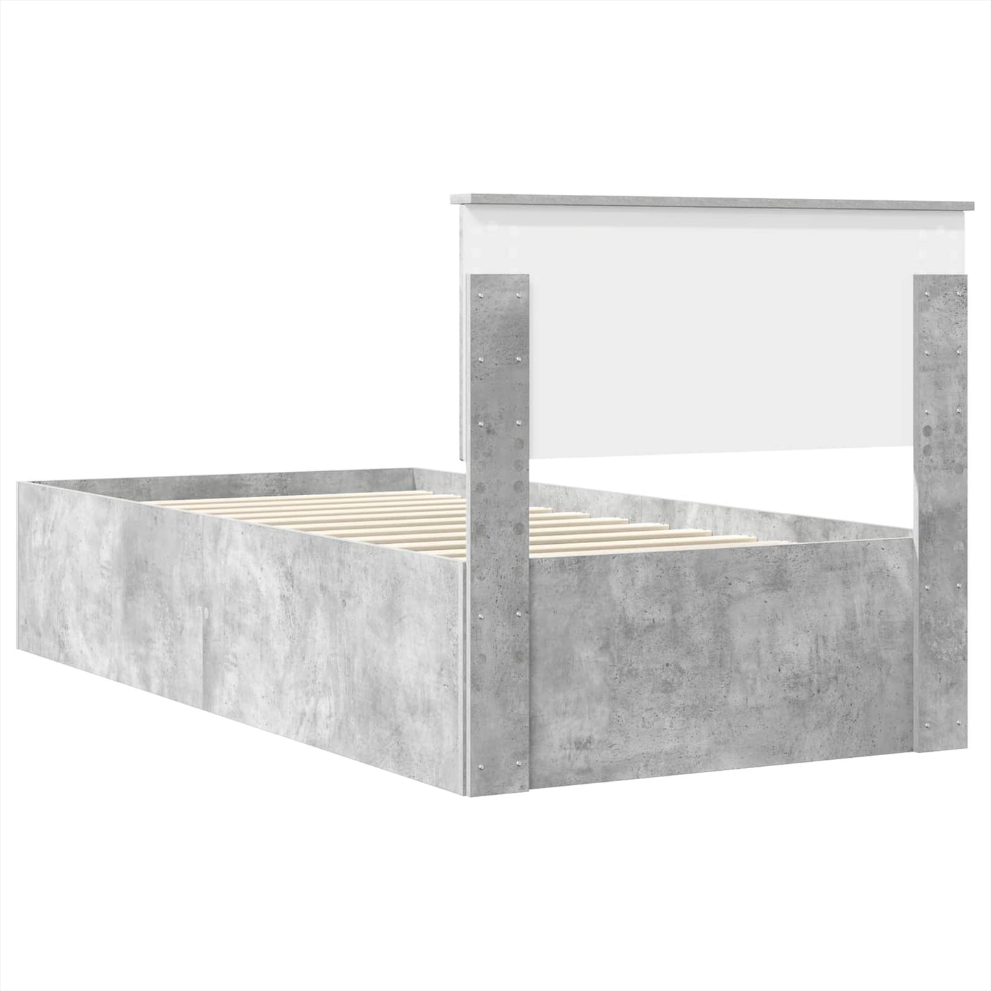 Bedframe met hoofdeinde Beton Grijs 100 x 200 cm Bewerkt hout is nu te koop bij PeponiXL, paradijselijk wonen!