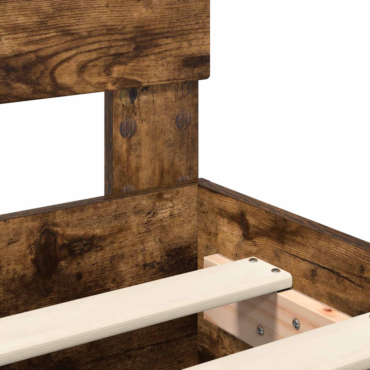 Bedframe met hoofdeinde Gerookt eiken 100 x 200 cm Bewerkt hout is nu te koop bij PeponiXL, paradijselijk wonen!