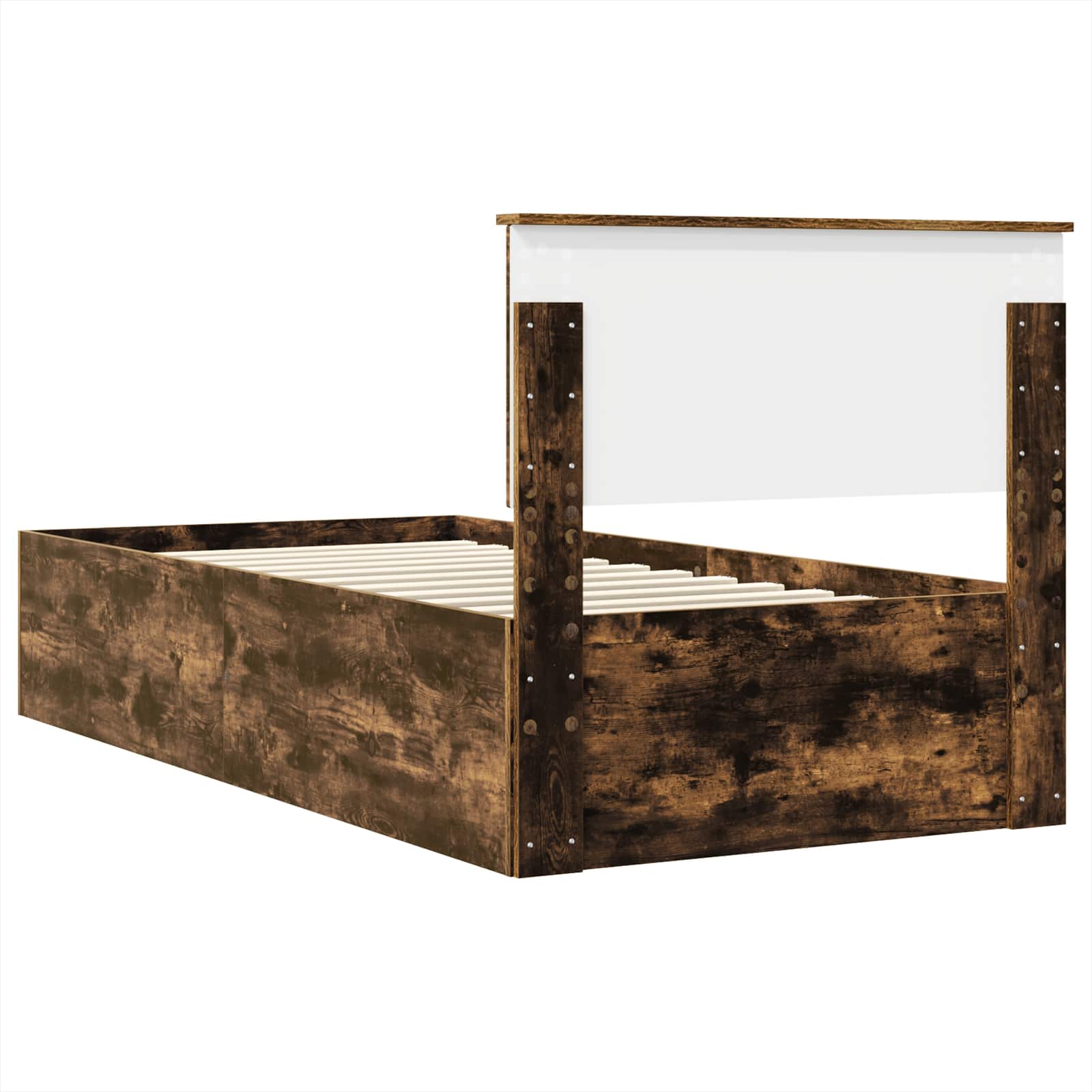 Bedframe met hoofdeinde Gerookt eiken 100 x 200 cm Bewerkt hout is nu te koop bij PeponiXL, paradijselijk wonen!