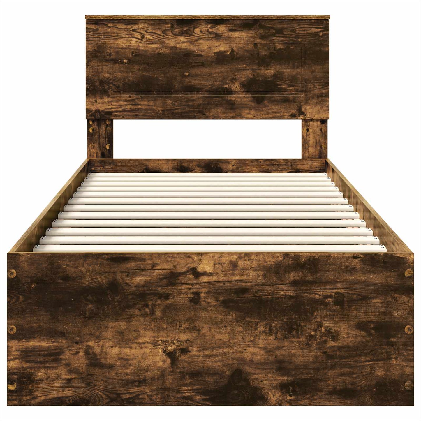Bedframe met hoofdeinde Gerookt eiken 100 x 200 cm Bewerkt hout is nu te koop bij PeponiXL, paradijselijk wonen!