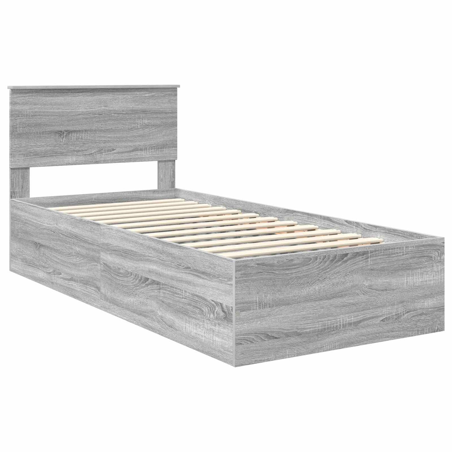 Bedframe met hoofdeinde Grijs Sonoma 100 x 200 cm Bewerkt hout is nu te koop bij PeponiXL, paradijselijk wonen!
