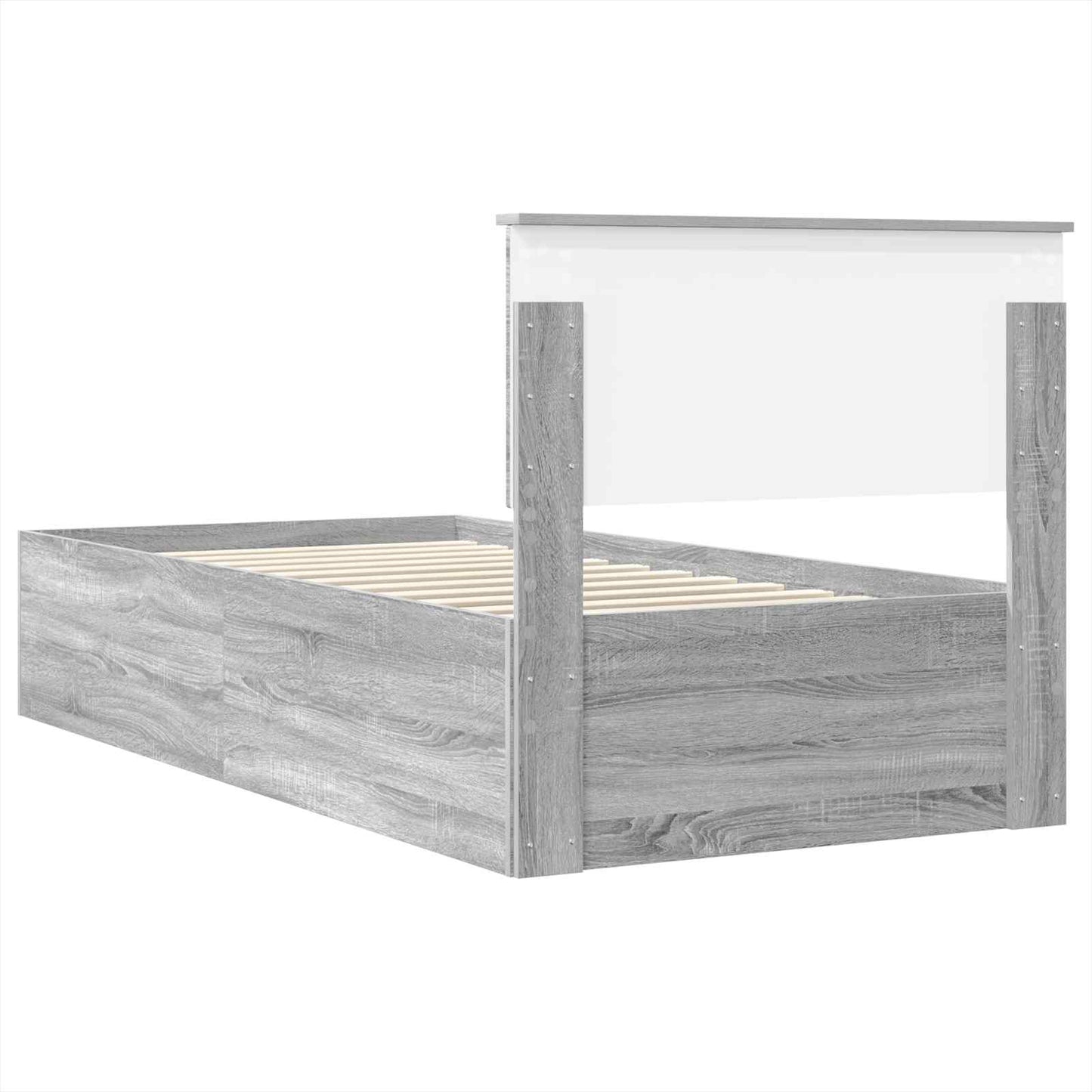 Bedframe met hoofdeinde Grijs Sonoma 100 x 200 cm Bewerkt hout is nu te koop bij PeponiXL, paradijselijk wonen!