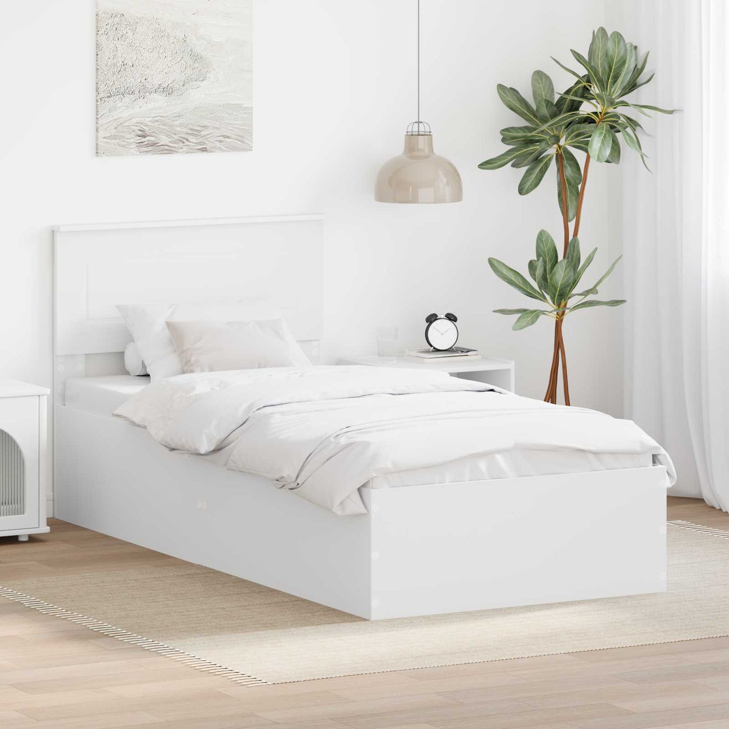 Bedframe met hoofdeinde Wit 90 x 190 cm Bewerkt hout is nu te koop bij PeponiXL, paradijselijk wonen!