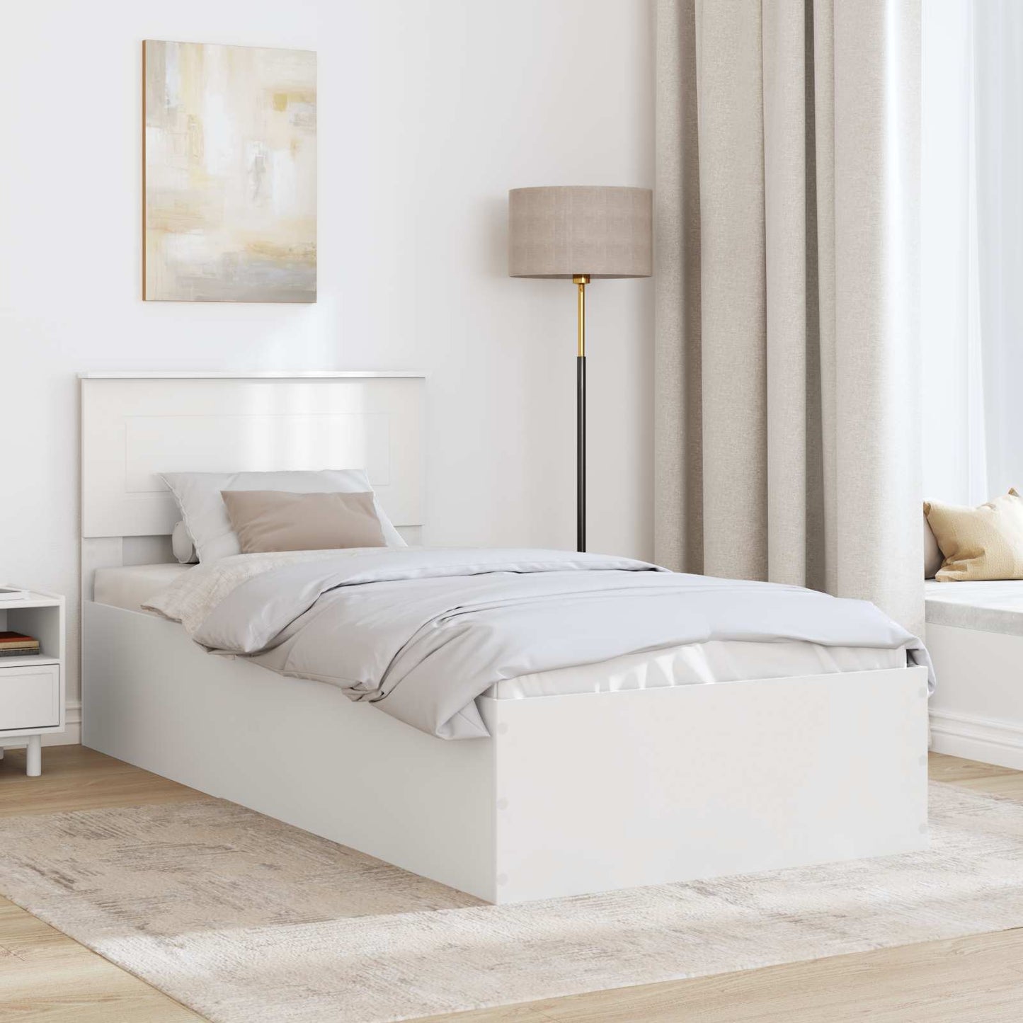 Bedframe met hoofdeinde Wit 75 x 190 cm Bewerkt hout is nu te koop bij PeponiXL, paradijselijk wonen!