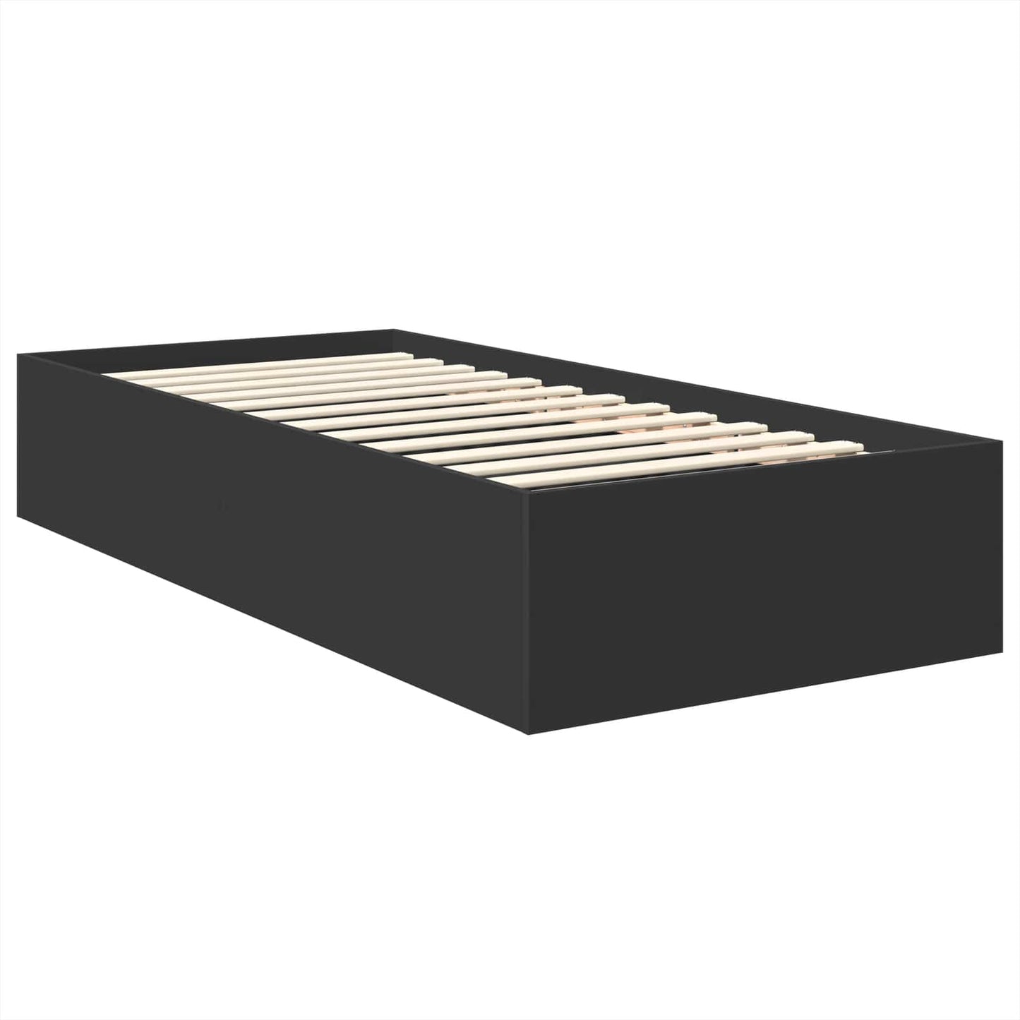 Bedframe met hoofdeinde Zwart 75 x 190 cm Bewerkt hout is nu te koop bij PeponiXL, paradijselijk wonen!