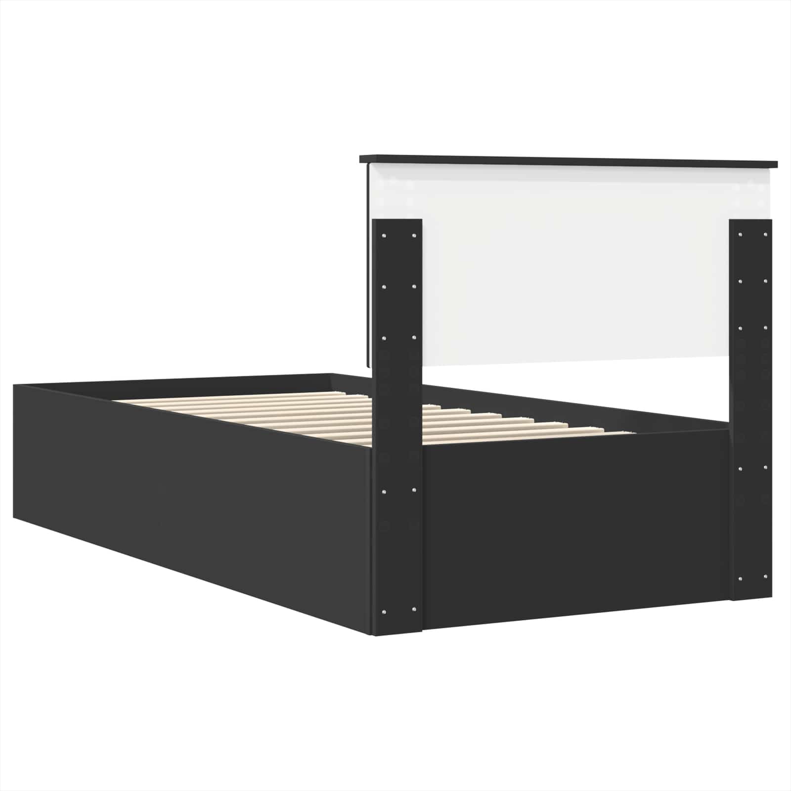 Bedframe met hoofdeinde Zwart 75 x 190 cm Bewerkt hout is nu te koop bij PeponiXL, paradijselijk wonen!