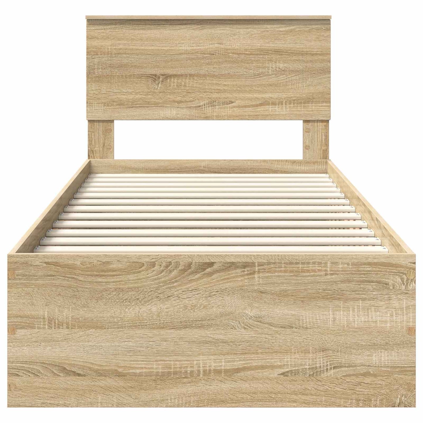 Bedframe met hoofdeinde Sonoma Eiken 75 x 190 cm Bewerkt hout is nu te koop bij PeponiXL, paradijselijk wonen!