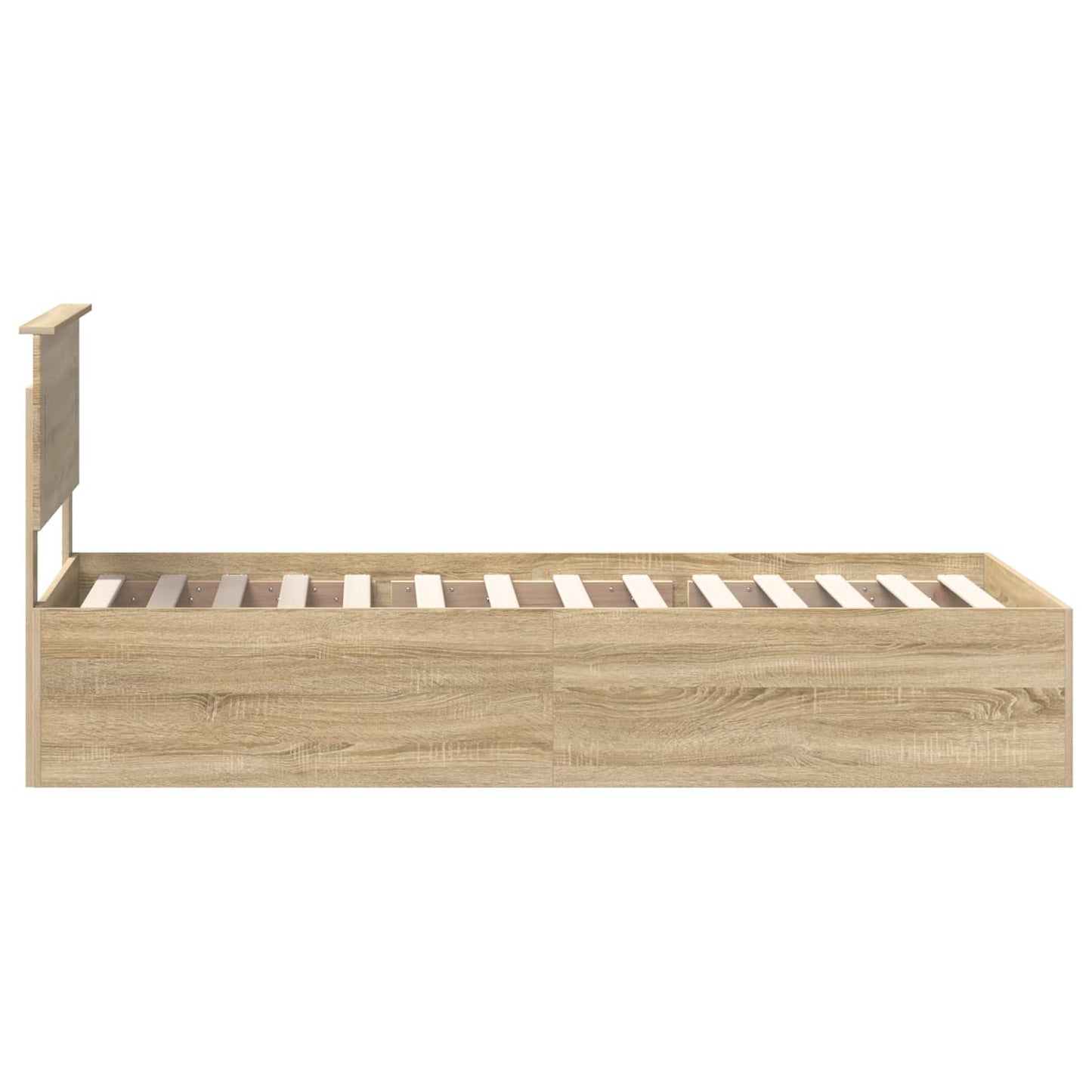 Bedframe met hoofdeinde Sonoma Eiken 75 x 190 cm Bewerkt hout is nu te koop bij PeponiXL, paradijselijk wonen!