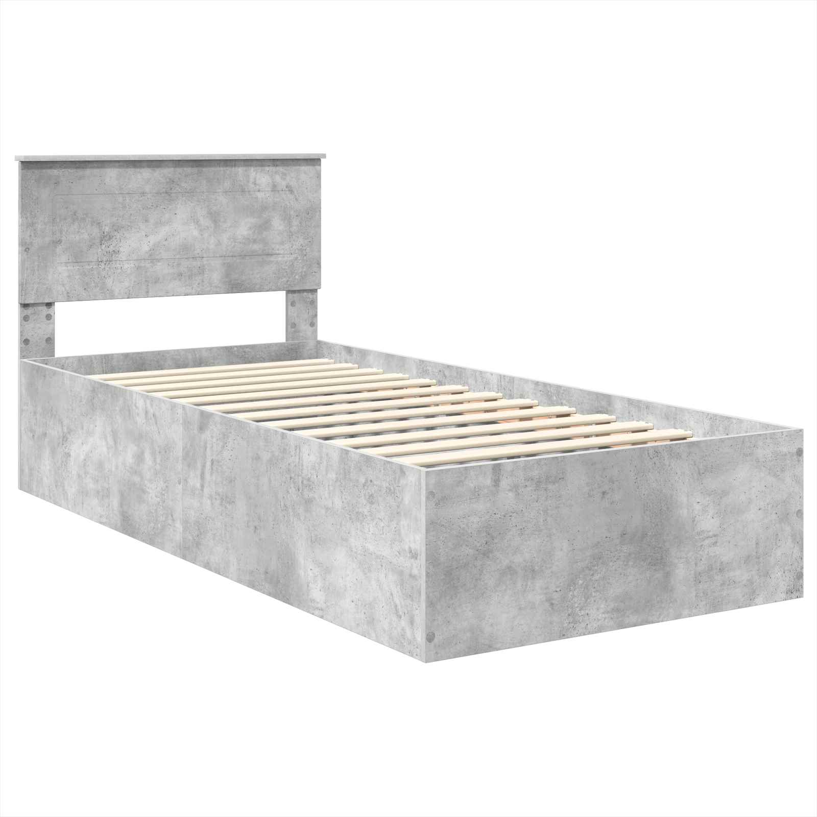 Bedframe met hoofdeinde Beton Grijs 75 x 190 cm Bewerkt hout is nu te koop bij PeponiXL, paradijselijk wonen!