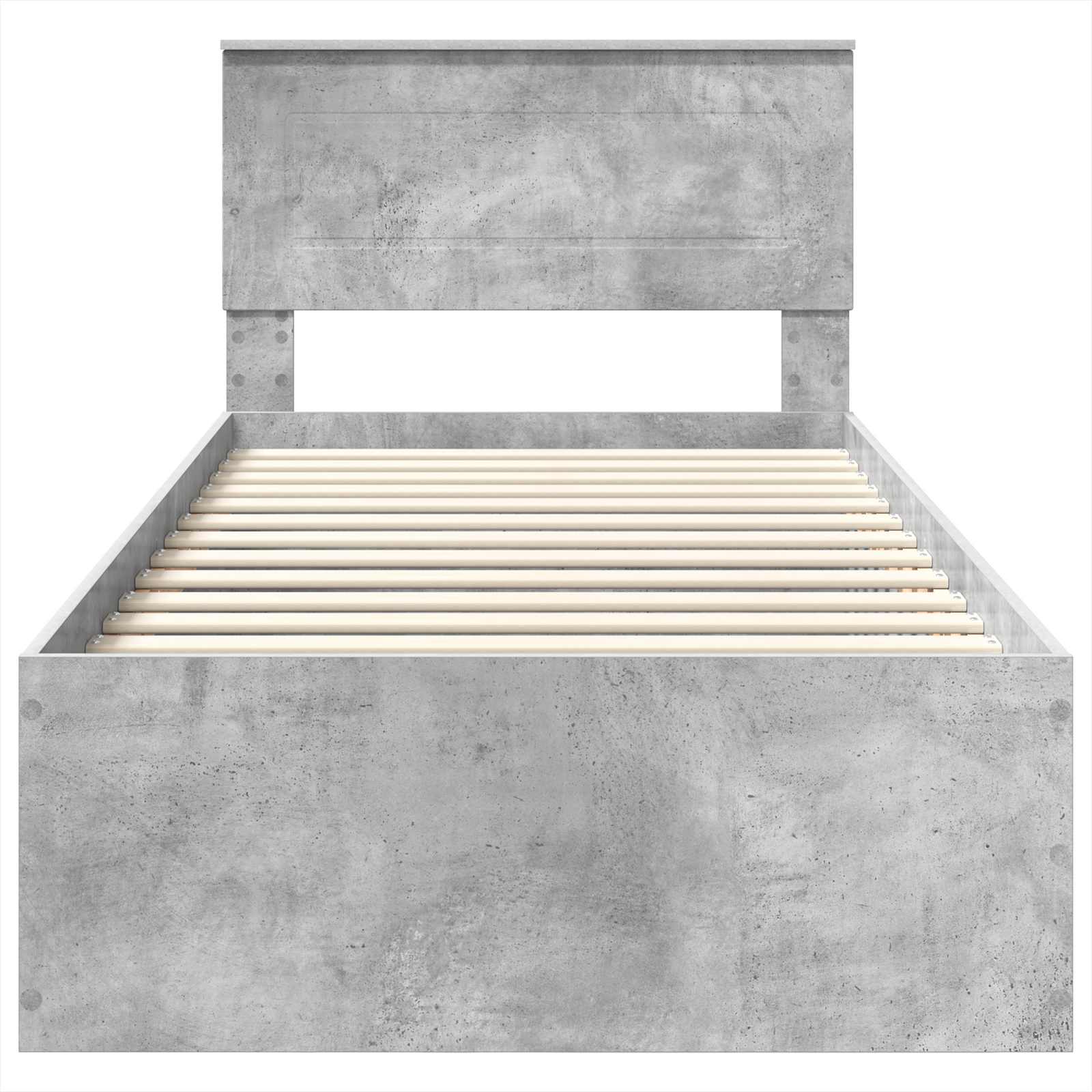 Bedframe met hoofdeinde Beton Grijs 75 x 190 cm Bewerkt hout is nu te koop bij PeponiXL, paradijselijk wonen!