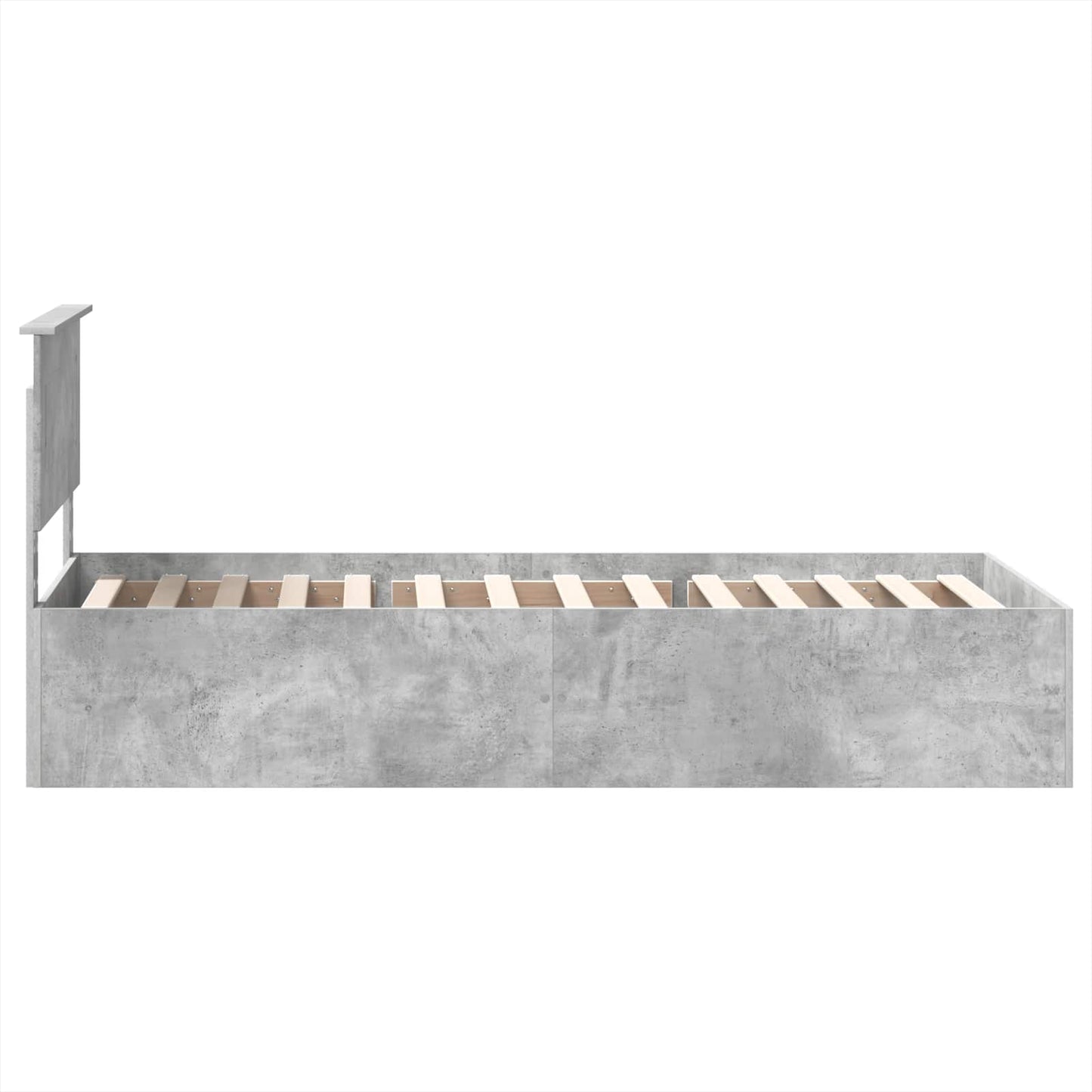Bedframe met hoofdeinde Beton Grijs 75 x 190 cm Bewerkt hout is nu te koop bij PeponiXL, paradijselijk wonen!