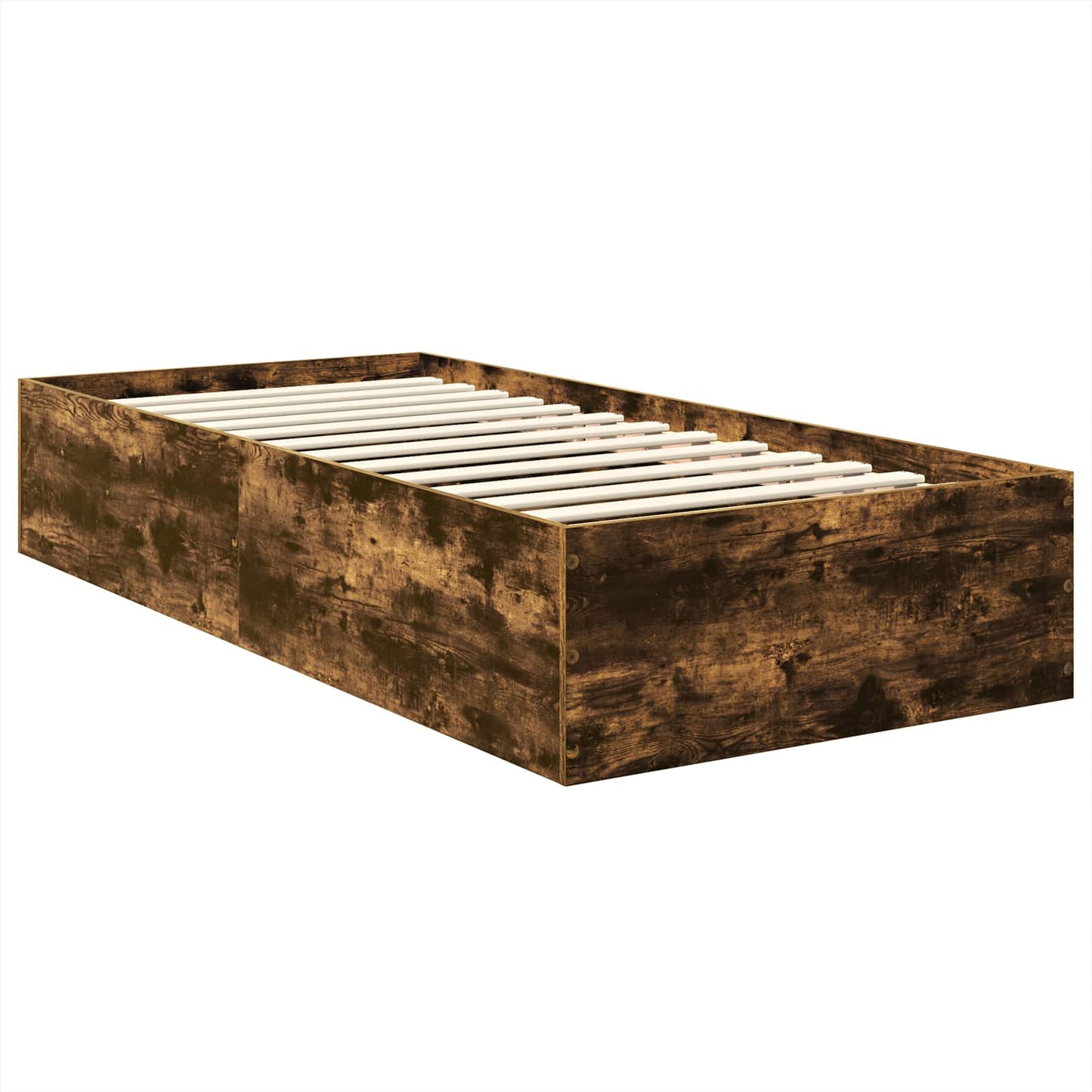 Bedframe met hoofdeinde Gerookt eiken 75 x 190 cm Bewerkt hout is nu te koop bij PeponiXL, paradijselijk wonen!