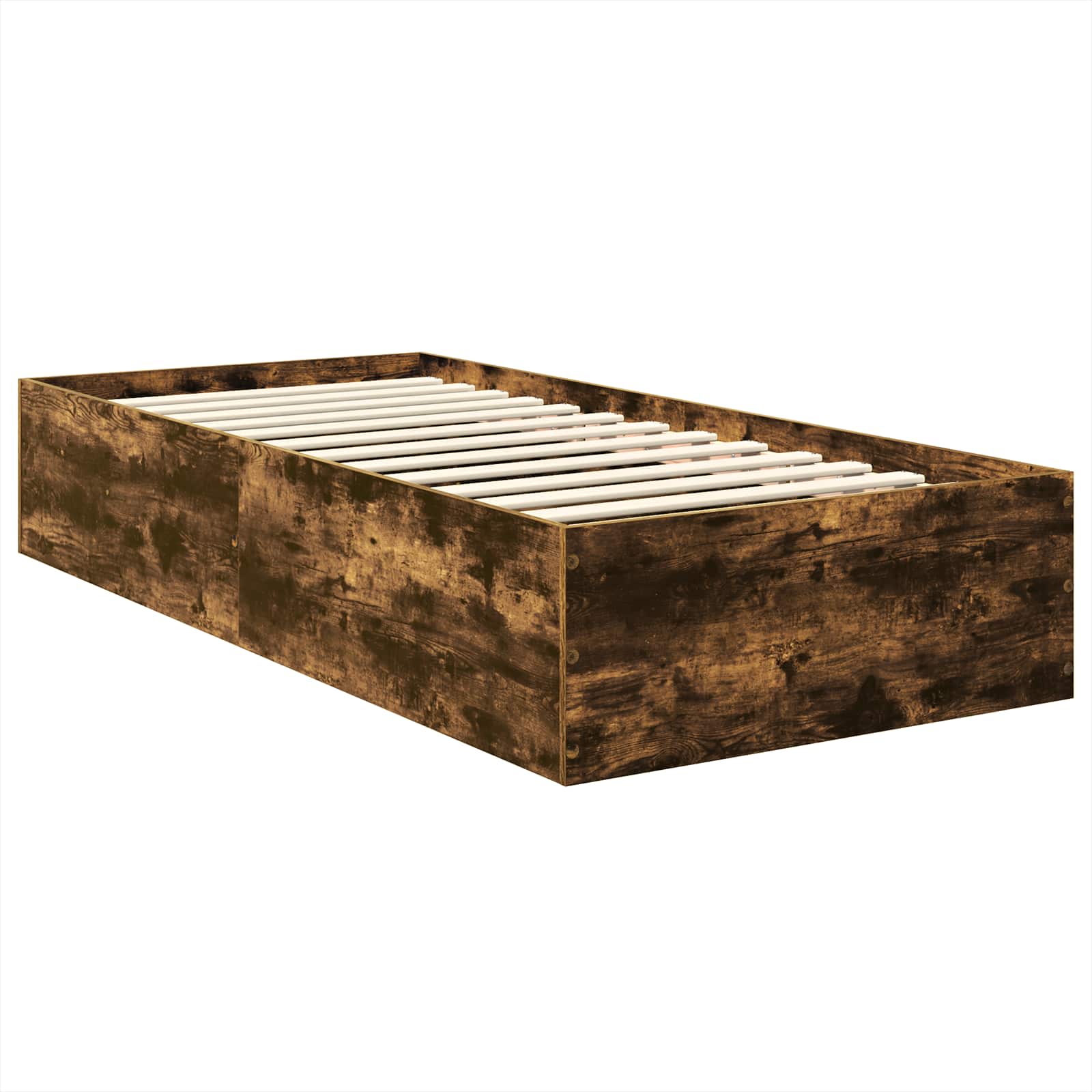 Bedframe met hoofdeinde Gerookt eiken 75 x 190 cm Bewerkt hout is nu te koop bij PeponiXL, paradijselijk wonen!