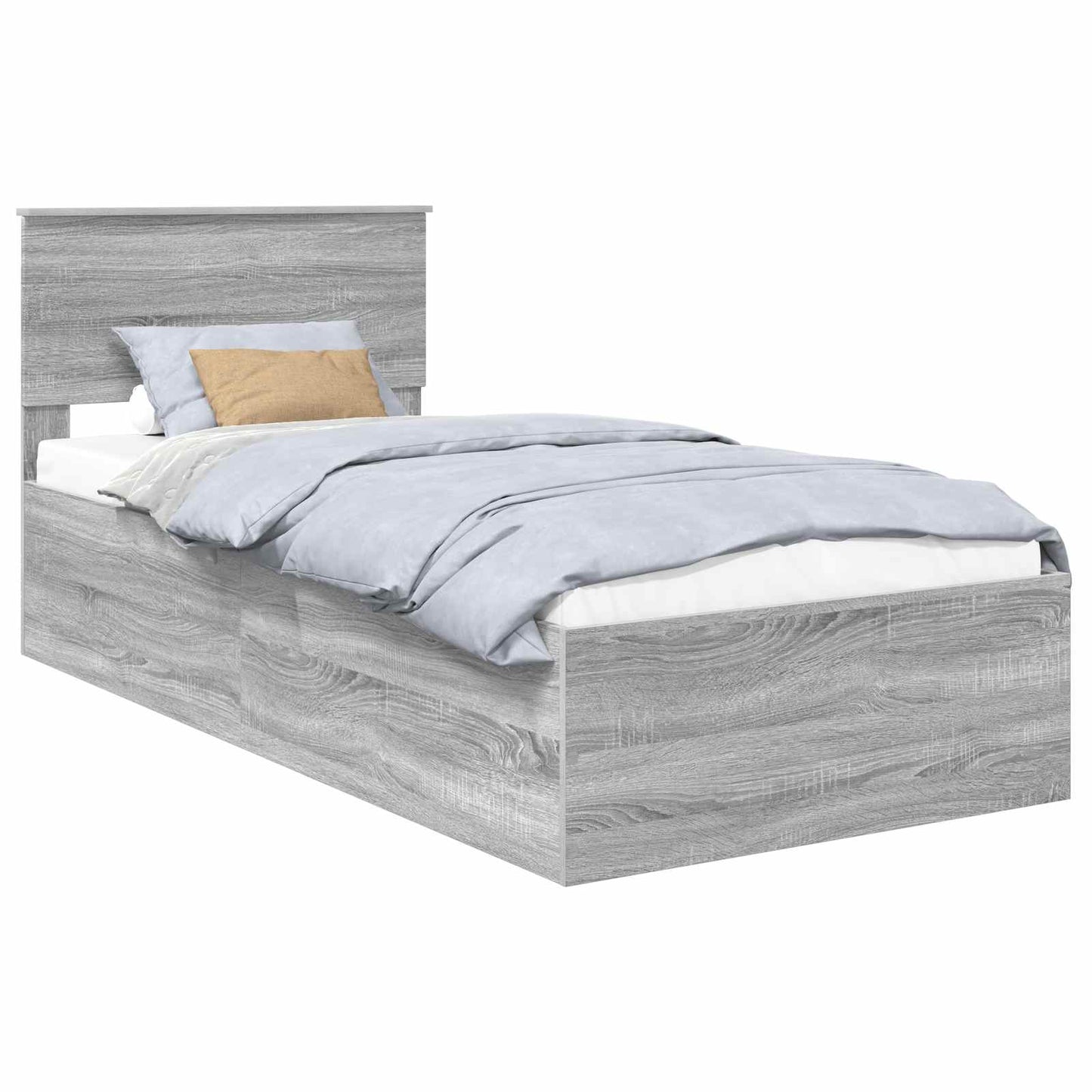 Bedframe met hoofdeinde Grijs Sonoma 75 x 190 cm Bewerkt hout is nu te koop bij PeponiXL, paradijselijk wonen!