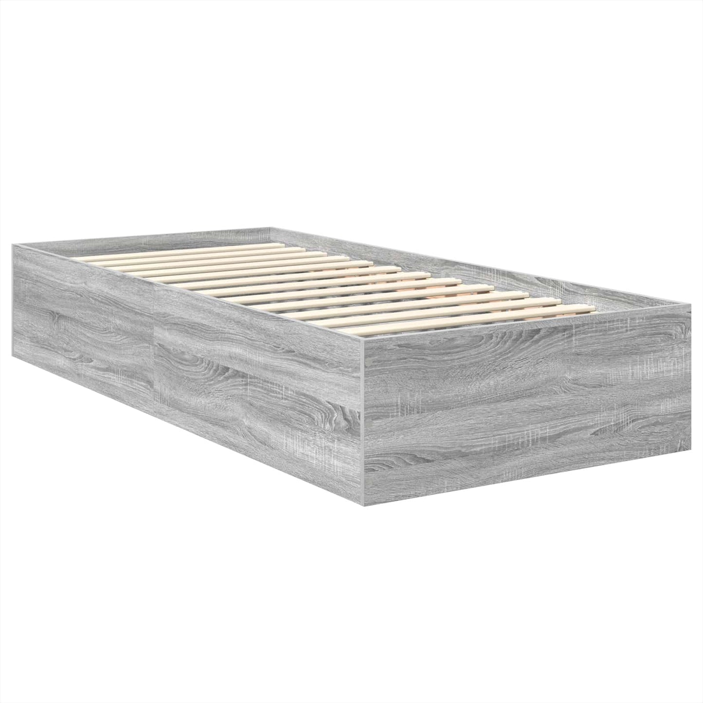 Bedframe met hoofdeinde Grijs Sonoma 75 x 190 cm Bewerkt hout is nu te koop bij PeponiXL, paradijselijk wonen!
